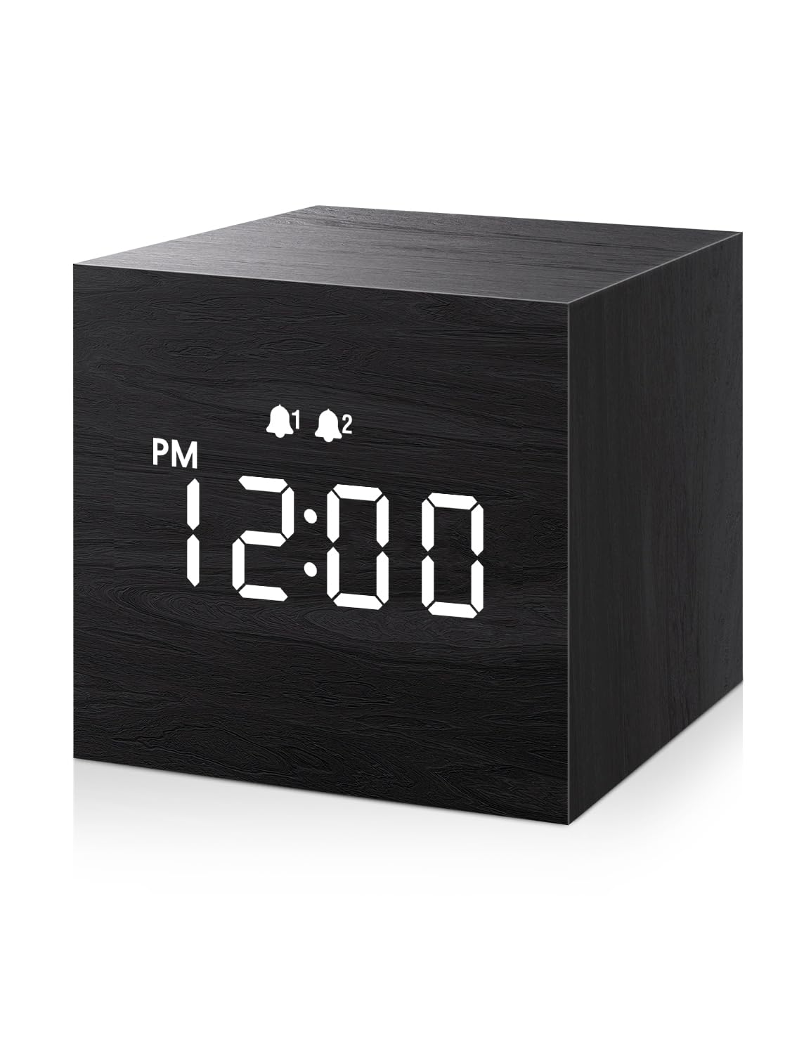 JALL Digital Alarm Clock, with Wooden Electronic LED Time Display, Dual Alarm, 2.5-inch Cubic Small Mini Wood Made Electric Cloc