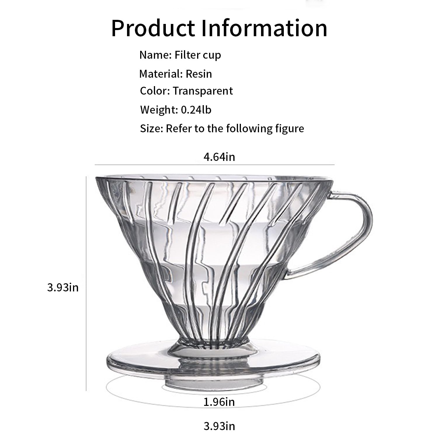 Marirao Pour Over Coffee Maker - Large Clear Manual Dripper for Travel, Camping, Office, Home - Slow Brewing Accessories