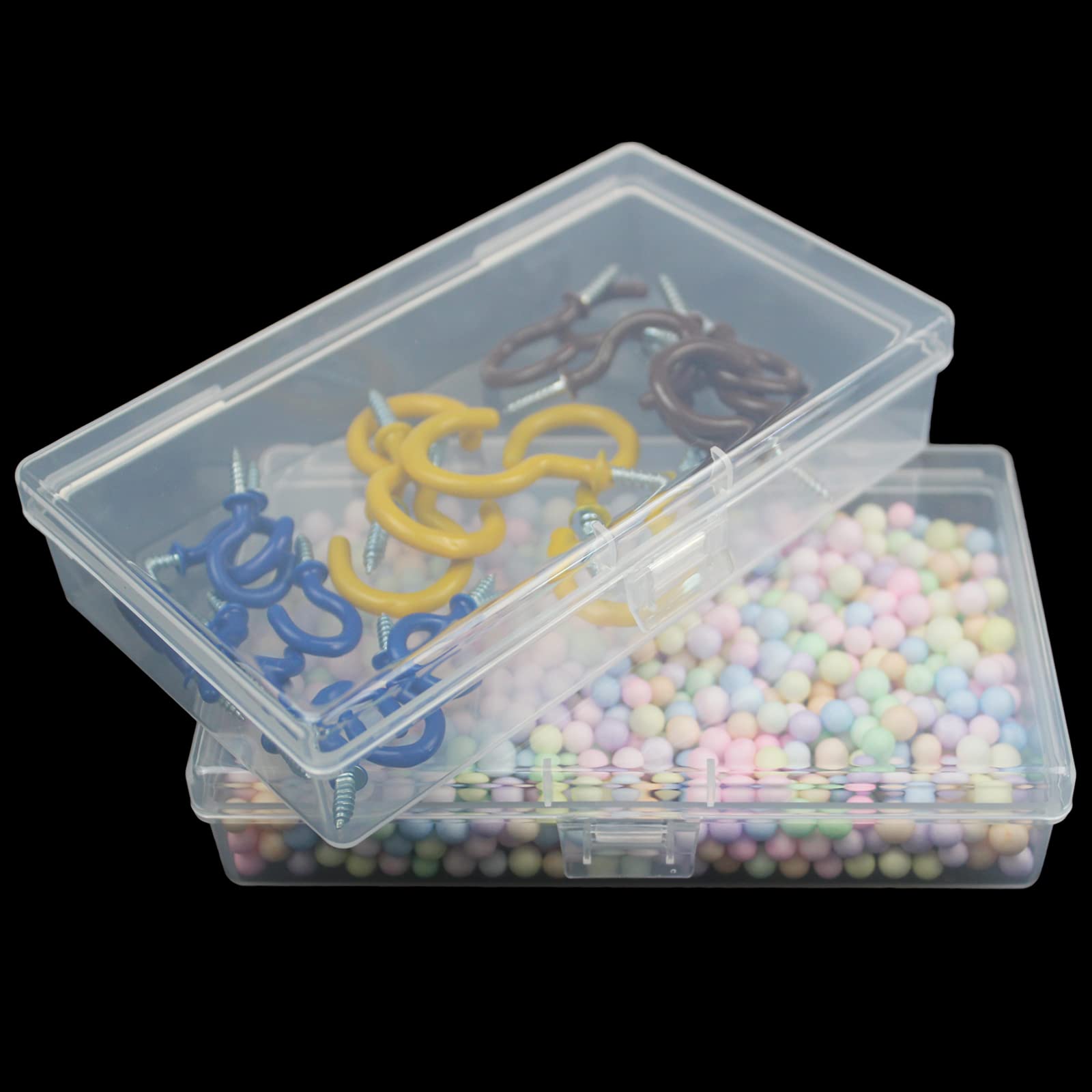 Ljy 12 Pieces Rectangular Empty Mini Clear Plastic Organizer Storage Box Containers With Hinged Lids (5.3 X 3.1 X 1.2 Inch, Tran