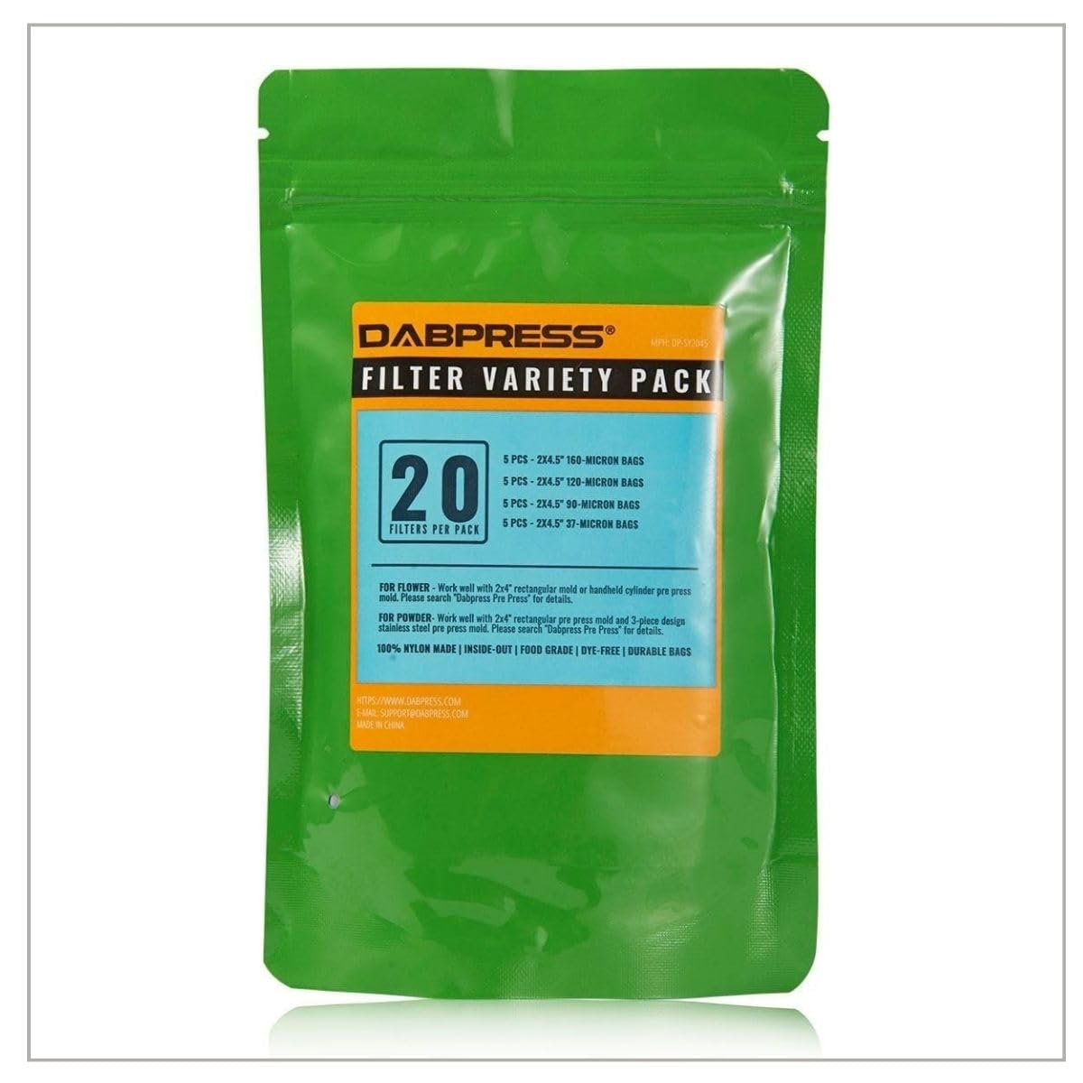 [ 20 Pack ] 2X4.5 Inch Variety Pack Tea Filter Bag-(Each 5Pc For 37?90?120?160 Micron)