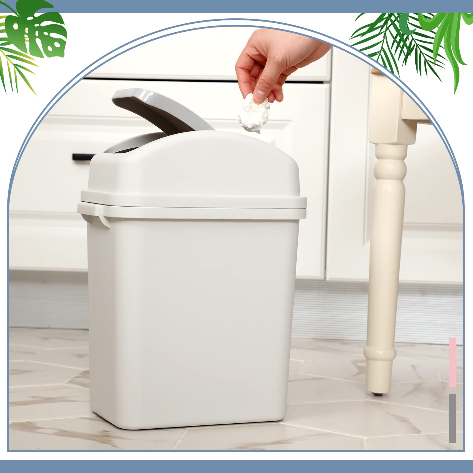 Sumind 2 Pcs Bathroom Trash Can With Swing Lid Small Garbage Can Plastic Bathroom Trashcan Garbage Bin For Kitchen Waste Bedroom