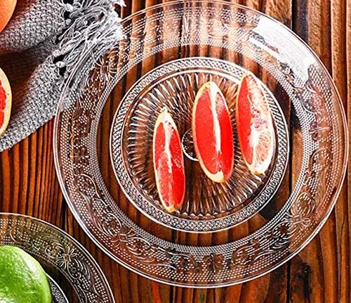 bellemax Glass Plate Set of 4 pcs Flower Decorative 6 inch Crystal Clear Glass Plate- Dry Fruits Sweets Chocolate Snack Plate fo
