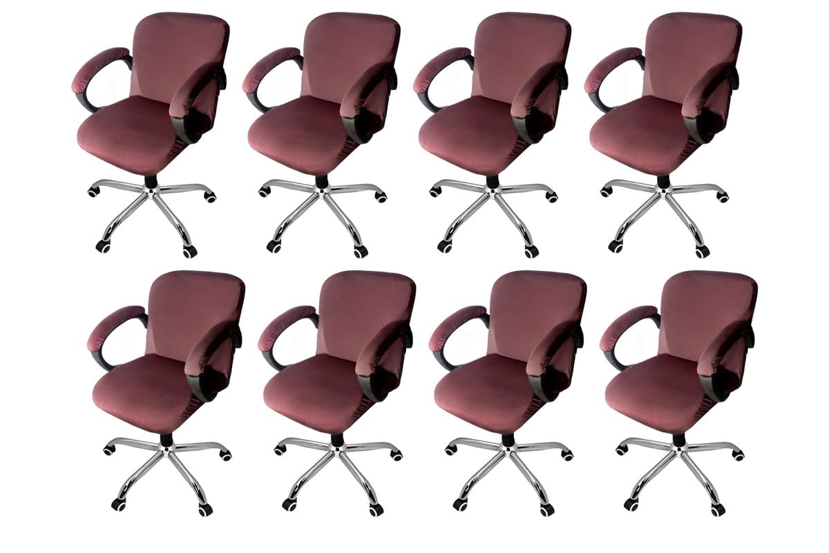 The Furnishing Tree Spandex Office Chair Cover With Handle Cover Coffee Set Of 8