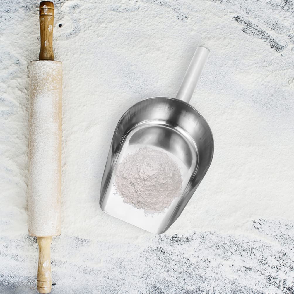 Bestonzon Stainless Steel Metal Ice Scoop 8Oz Kitchen Flour Scoop Grain Scoop Candy Scoop Small Food Scoops Scoop For Kitchen Ba