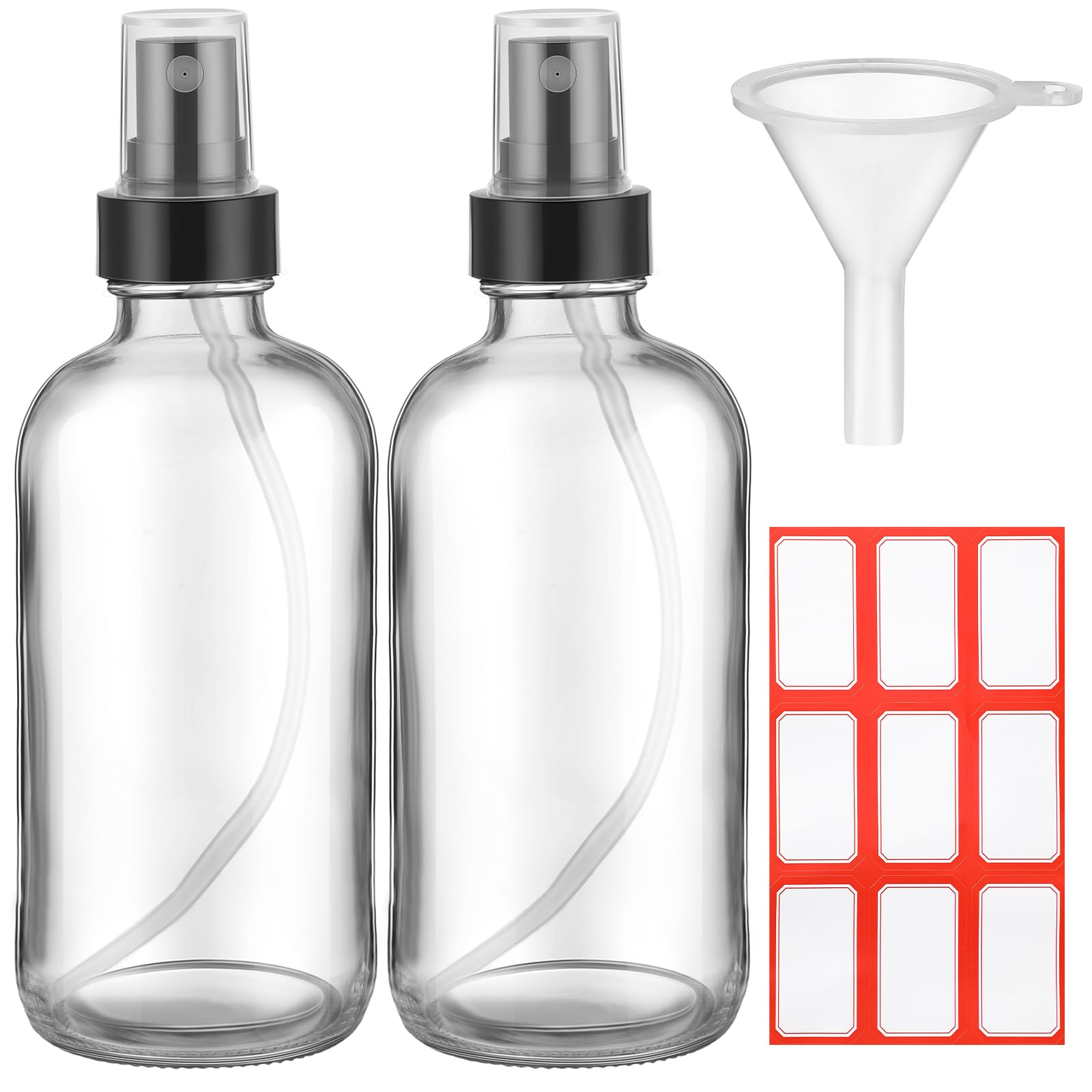 Fumete 2 Pack Glass Bottles 4Oz Empty Bottle Refillable Liquid Containers With 1 Label 1 Funnel For Essential Oils Hair Travel P