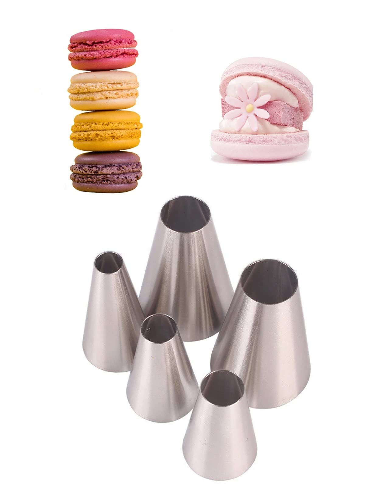 Large Round Icing Tips,Macaron Piping Tips,Round Decorating Tips For Frosting Filling Cake Cupcake Cookies Dessert Cream
