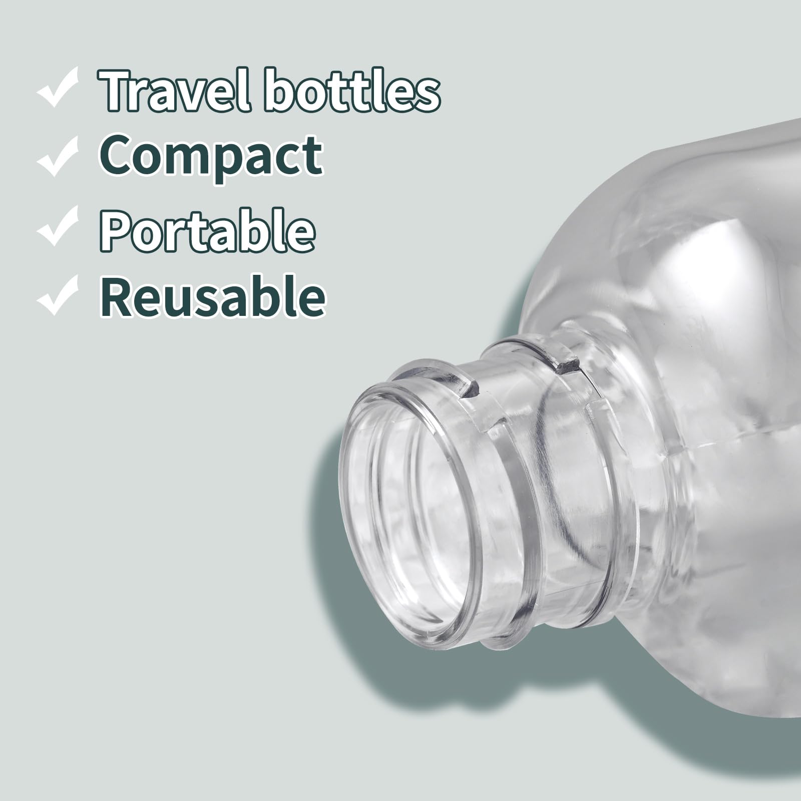 Tekson Plastic Travel Size Bottles 3.4 Oz, Travel Mouthwash Bottle, Refillable Containers For Cosmetic With White Screw Cap For