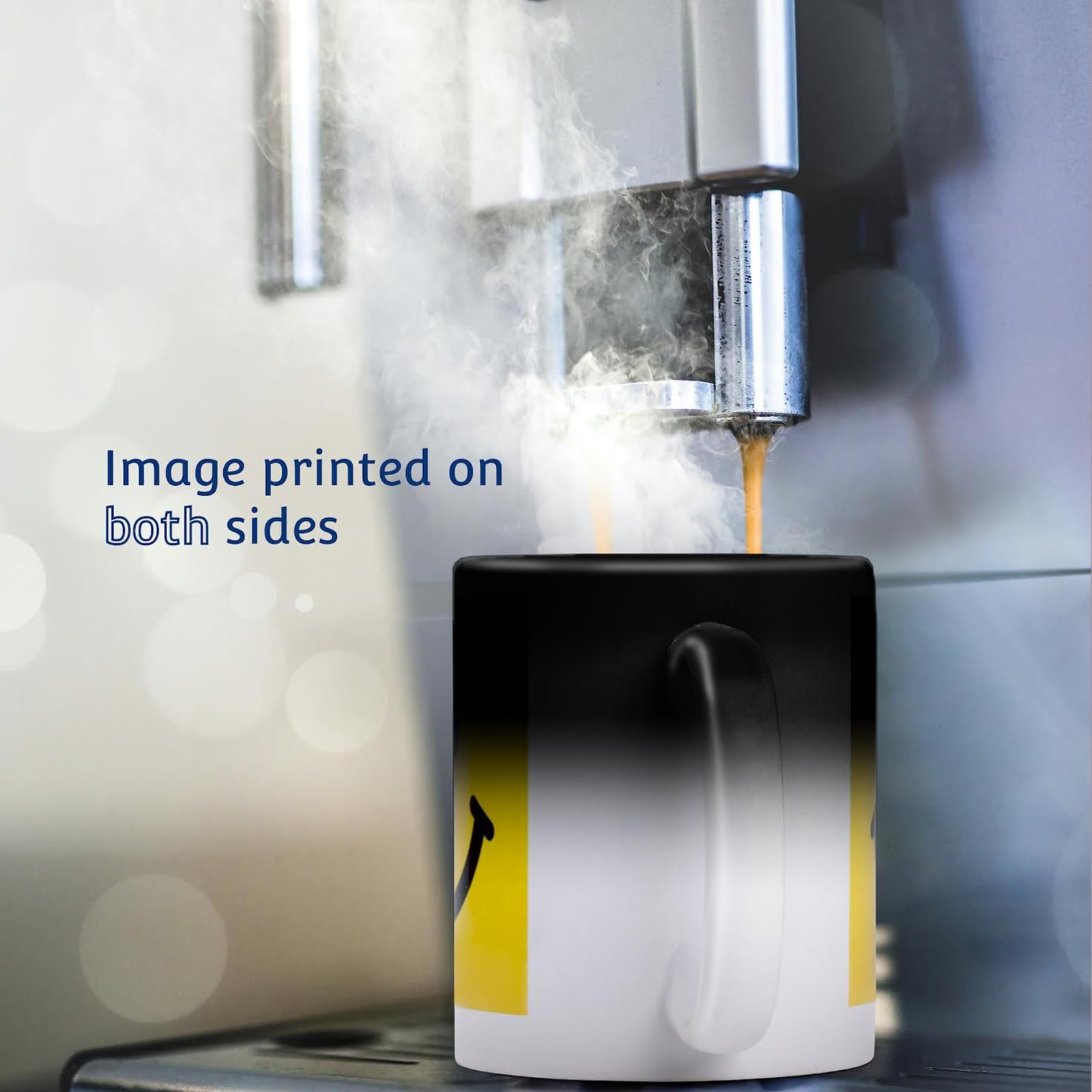 3D Rose Mug_222067_3 ''Black And White Chevron Monogram Initial E'' Magic Transforming Mug, 11Oz, Black/White