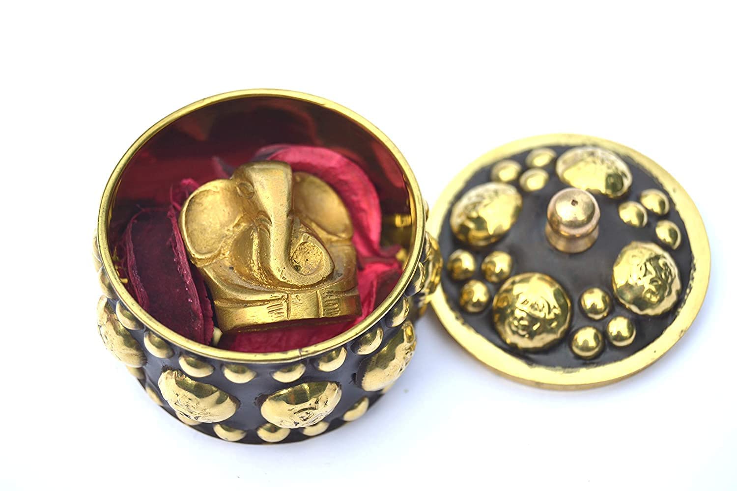 Brass Metal Lord Ganesha Ganpati Religious Metal Statue Idol Ganesh Murti Home Decor For Puja Size, Pocket Ganesha For Good Luck