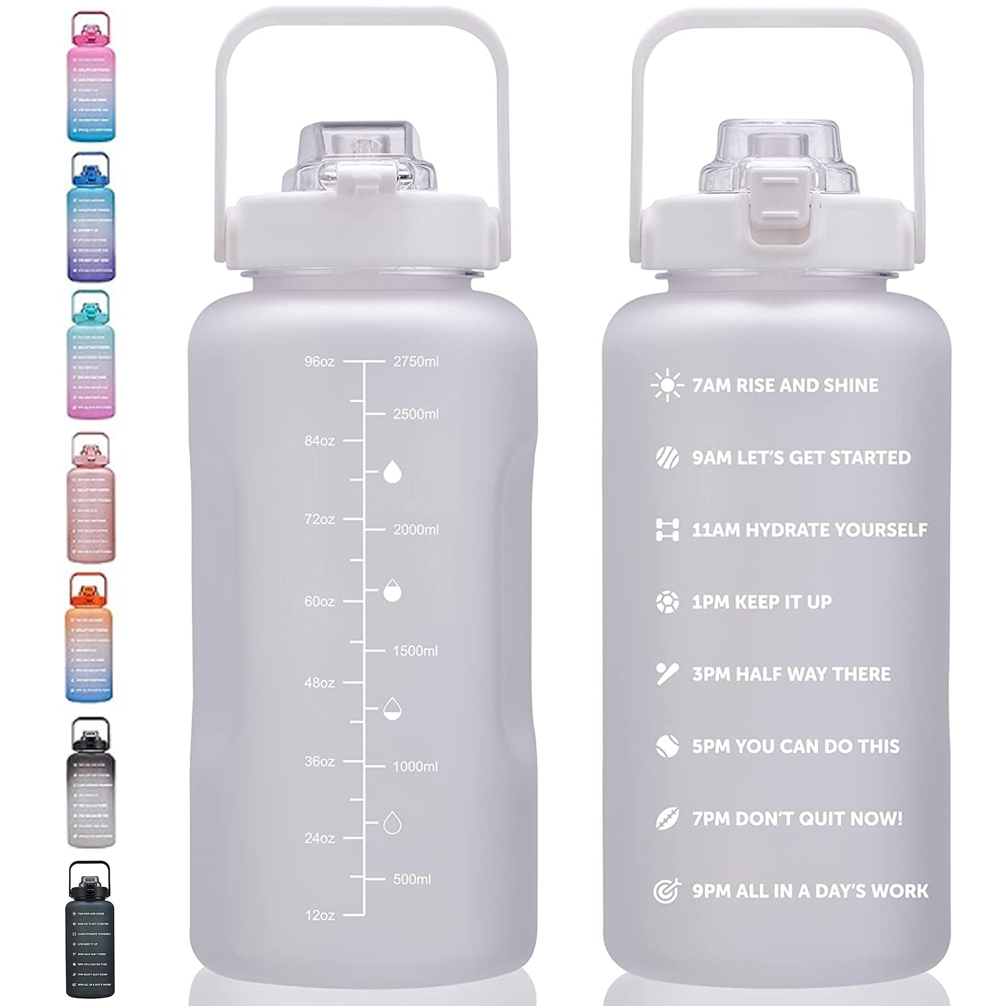 St-Yiben 100Oz Large Motivational Water Bottle With Time Marker,Leakproof & Bpa Free 3 Liter Big Gallon Water Bottle With Straw