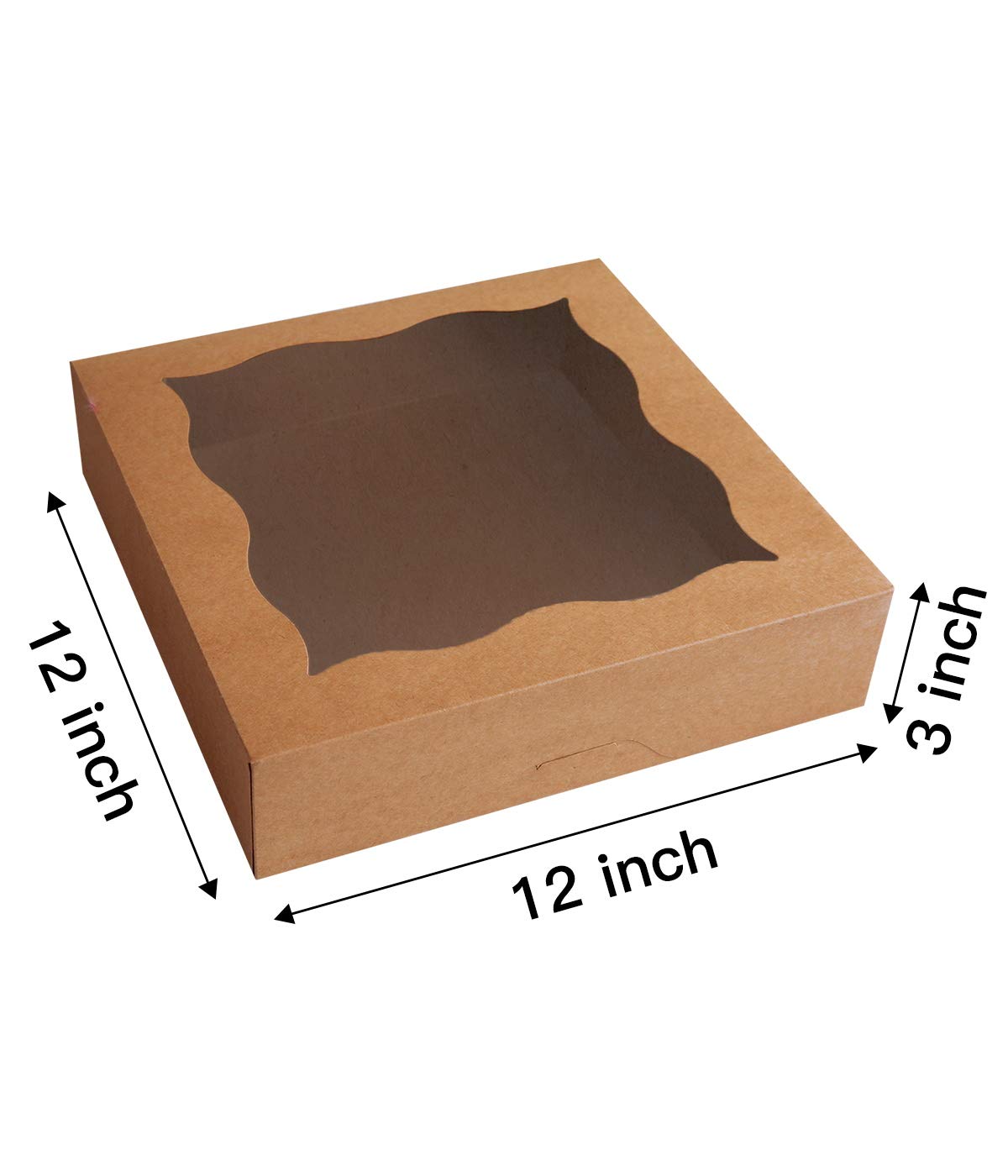Cherry 15-Pack 12''X12''X3''Brown Bakery Boxes With Pvc Window For Pie And Cookies Boxes Large Natural Kraft Paper Box,Pack Of 1