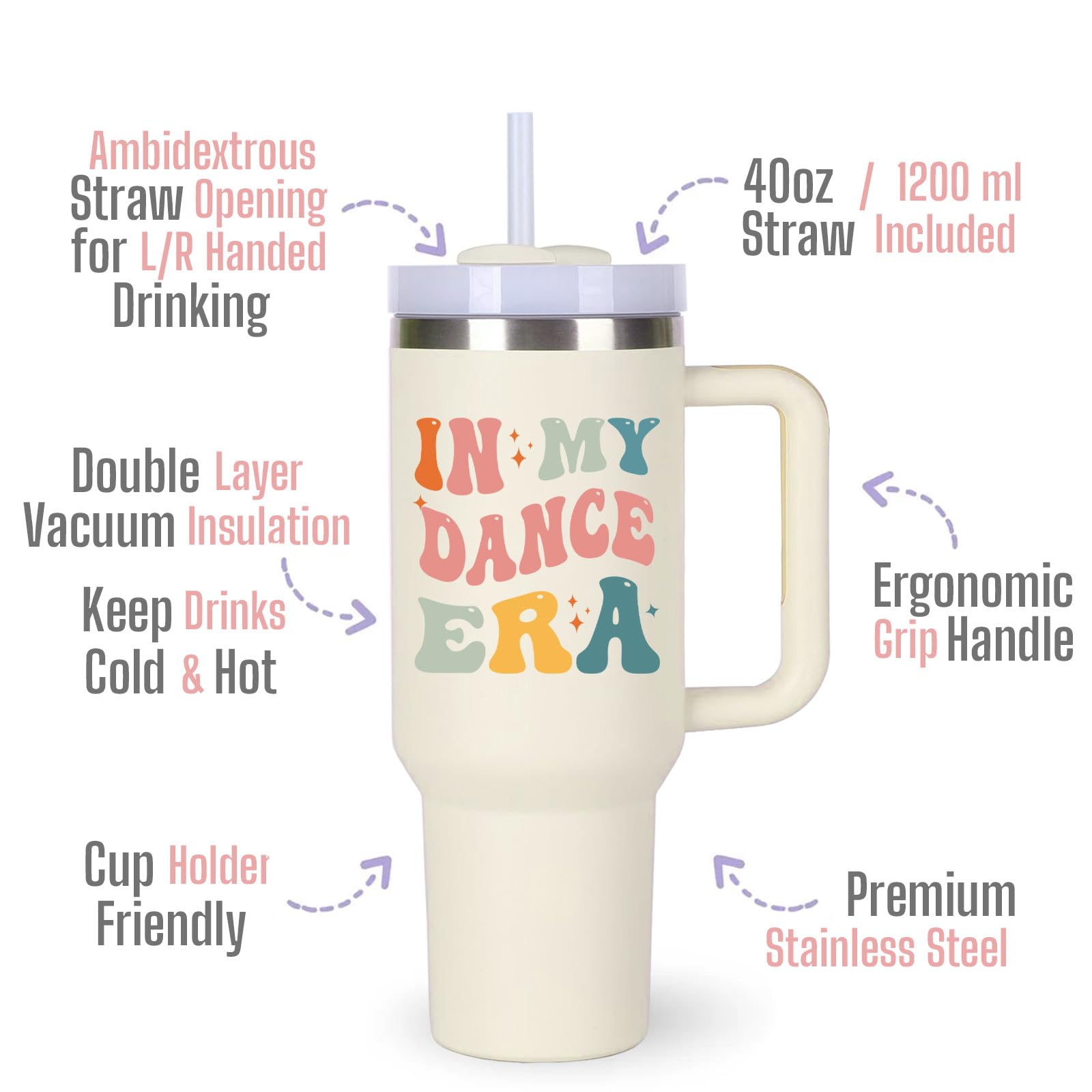 momocici Dancer Cup Tumblers Gifts.40oz In My Dance Era Tumbler with Handle.Dancer Gift.Dancer Cups.Dance Tumbler.40oz Birthday