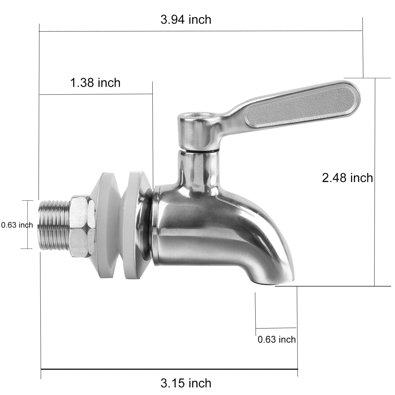 Bekith 2 Pack Beverage Dispenser Replacement Spigot, Stainless Steel Polished Finished Water Drink Dispenser Replacement Faucet