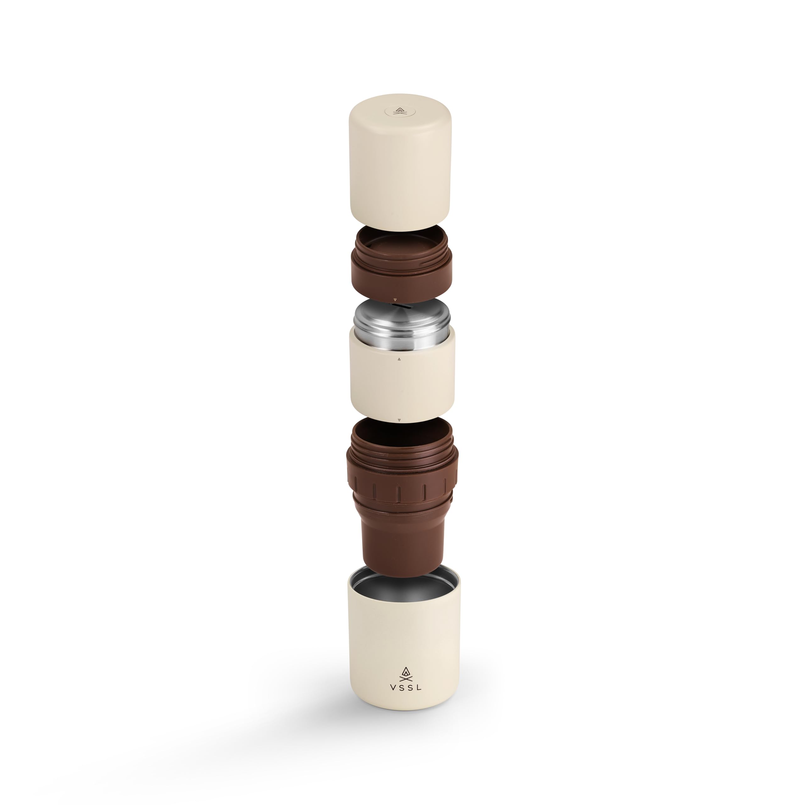 Vssl Nest Pour Over Coffee Kit, Transportable And Compact Pour Over Kit With Two 10 Oz Double Walled Mugs, Cream