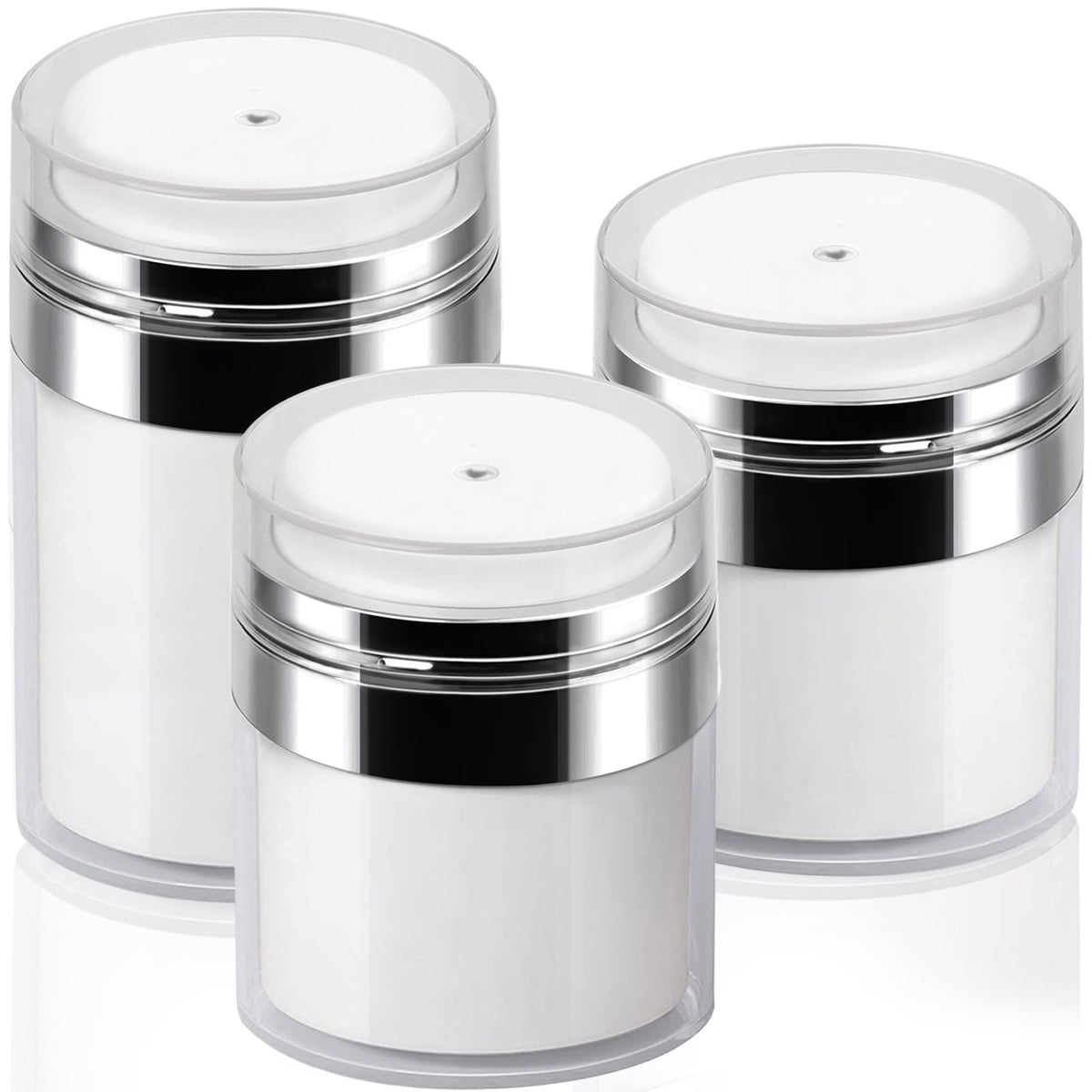 3Pack Lotion Dispenser With Pump, Airless Pump Jars Mixed(1.0Oz+1.7Oz+3.5Oz) Pump Bottle Dispenser Moisturizer Container For Cre