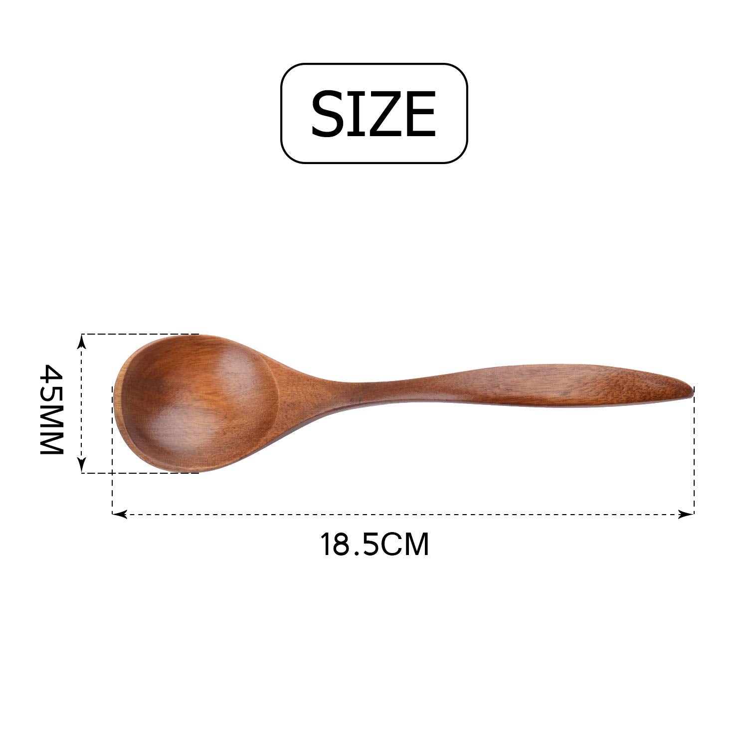 Natural Wooden Spoons, 4Pcs Wooden Eating Spoon Soup Spoons Teaspoon Serving Spoons For Coffee Tea Jam Salts - 7.3 Inches
