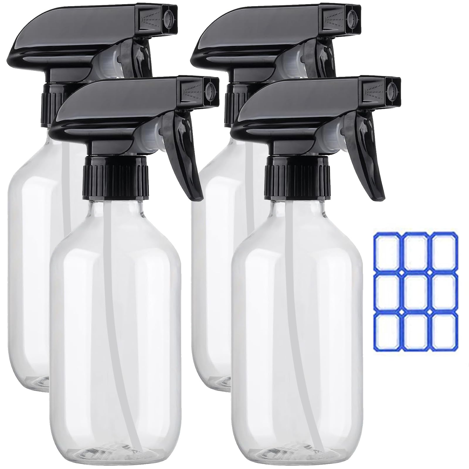 FANSTINOW 4Pack Plastic Spray Bottles for Cleaning - 10oz/300ml - Mist Stream - No Clog No Leak, Easy to Grip with Adjustable No