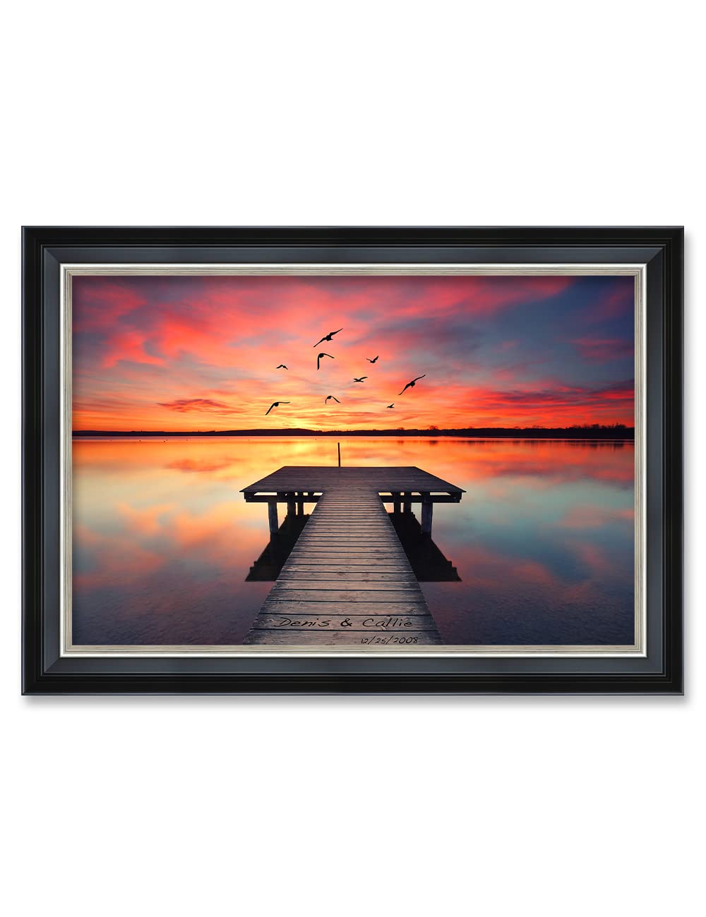 Ipic - Our Own Sunset Personalized Framed Wall Art With Names And Date On, Giclee Prints Framed With Solid Wood, Custom Memorial
