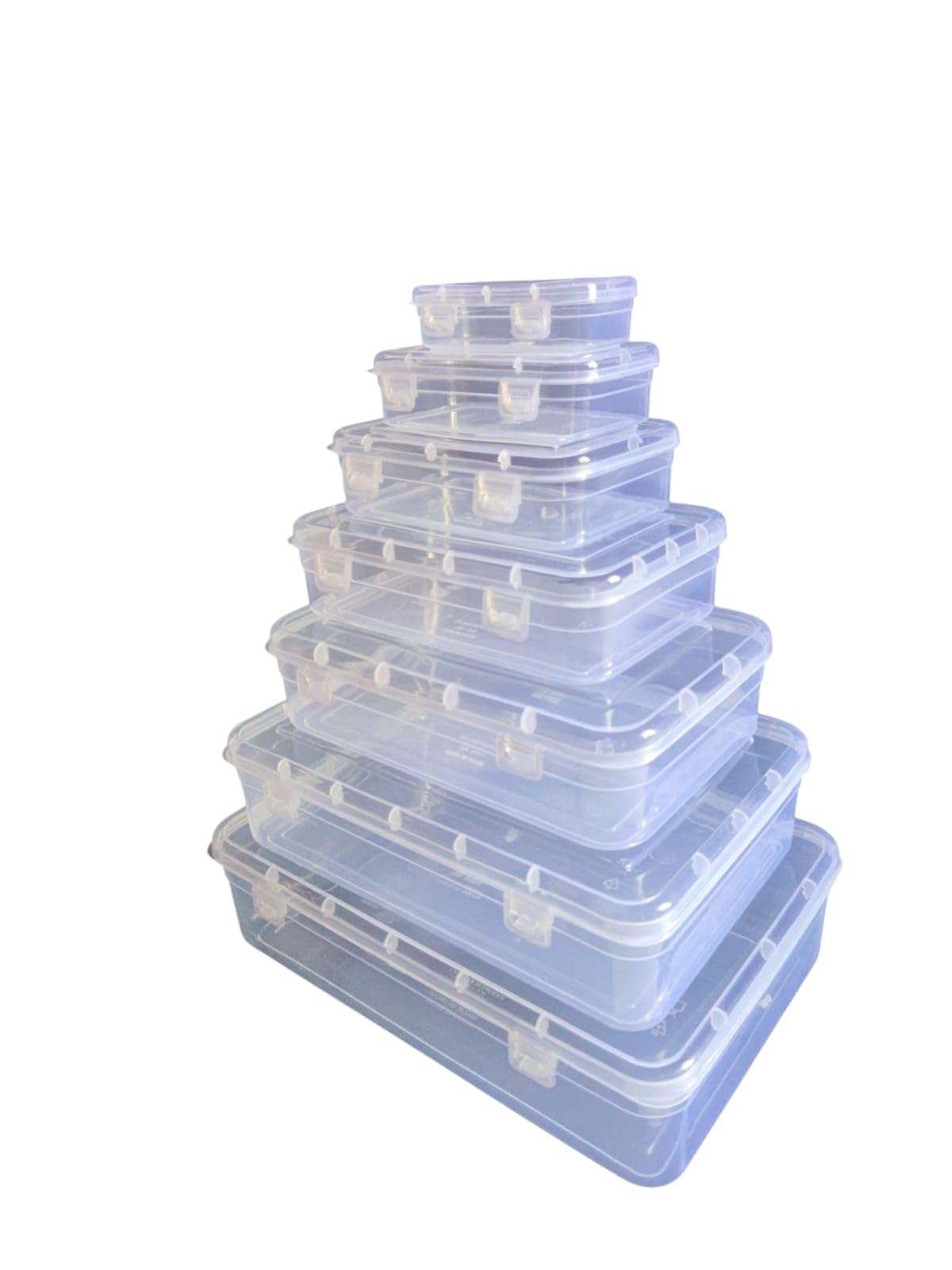 Small Storage Boxes Container With Lock Lid (Size No. 1,2,3,4,5,6,7) Set Of 7 Boxes,Plastic,Transparent,Storage Boxes,Chudi Set