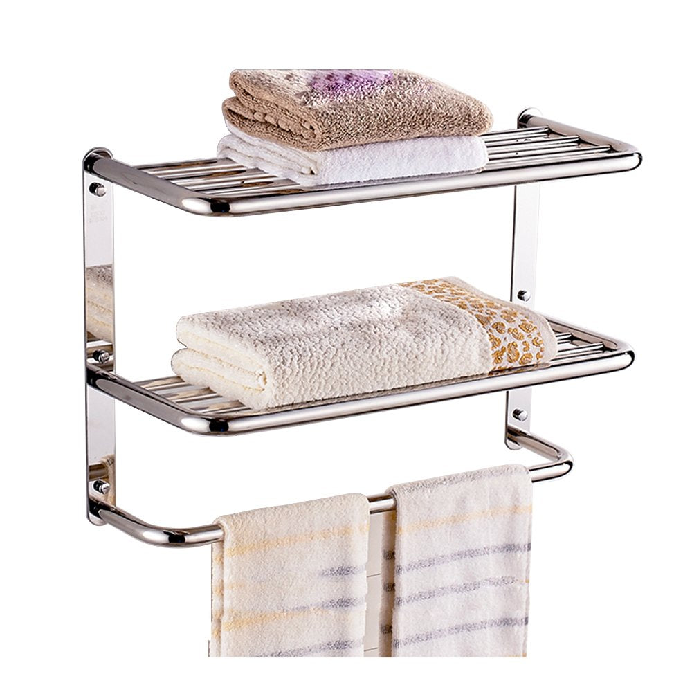 Luant 24 Inch Bathroom Shelf 3-Tier Wall Mounting Rack With Towel Bars