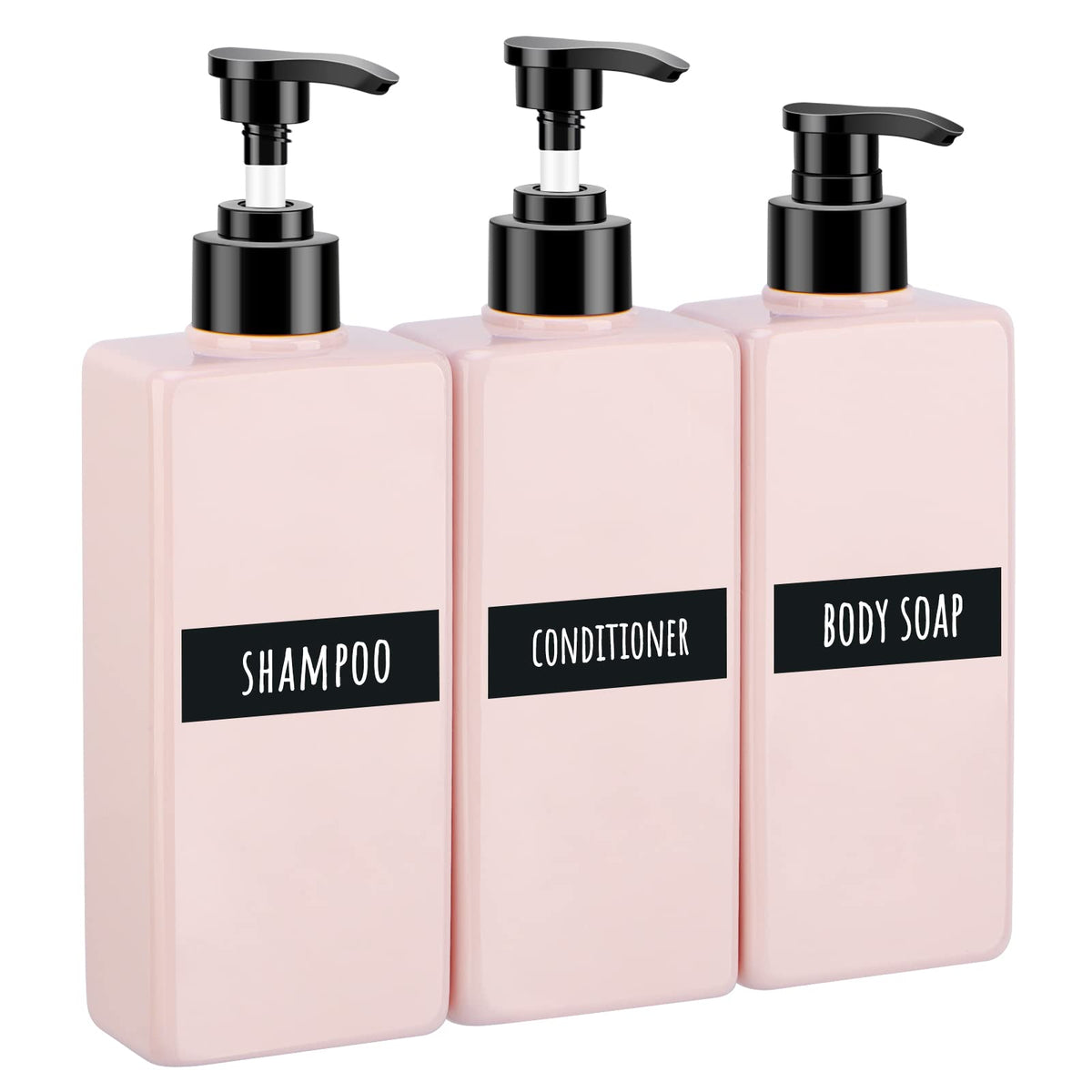 Segbeauty Soap Dispenser Bottle, 3Pcs 13.5Oz Refillable Pump Shower Bottle With Labels, 400Ml Empty Plastic Press Lotion Dispens
