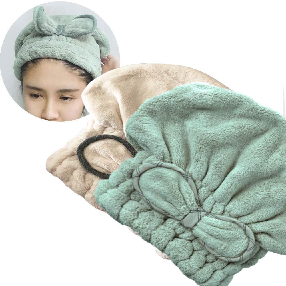Jseng [New Upgrade] Microfiber Hair Drying Towel Cap, Extrame Soft & Ultra Absorbent, Fast Drying Hair Shower Cap for Girls and