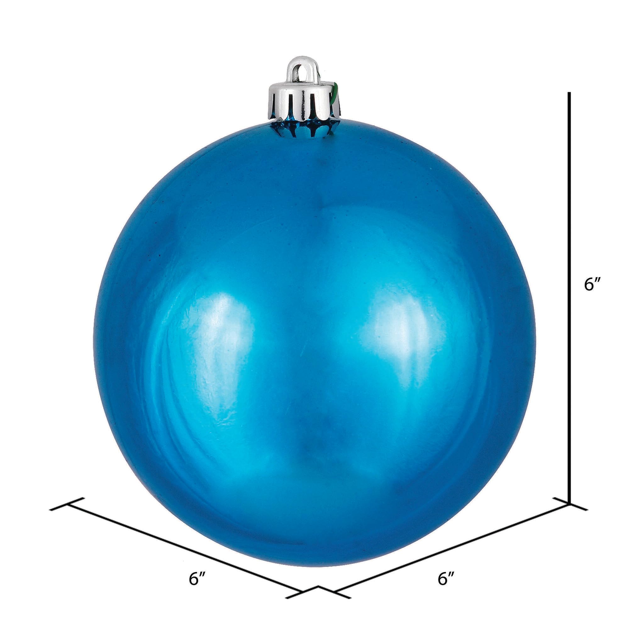 Vickerman 6 Turquoise Shiny Ball Christmas Ornament - 4 Ornaments per Pack - Shatterproof and UV Resistant - Reliable and Durabl
