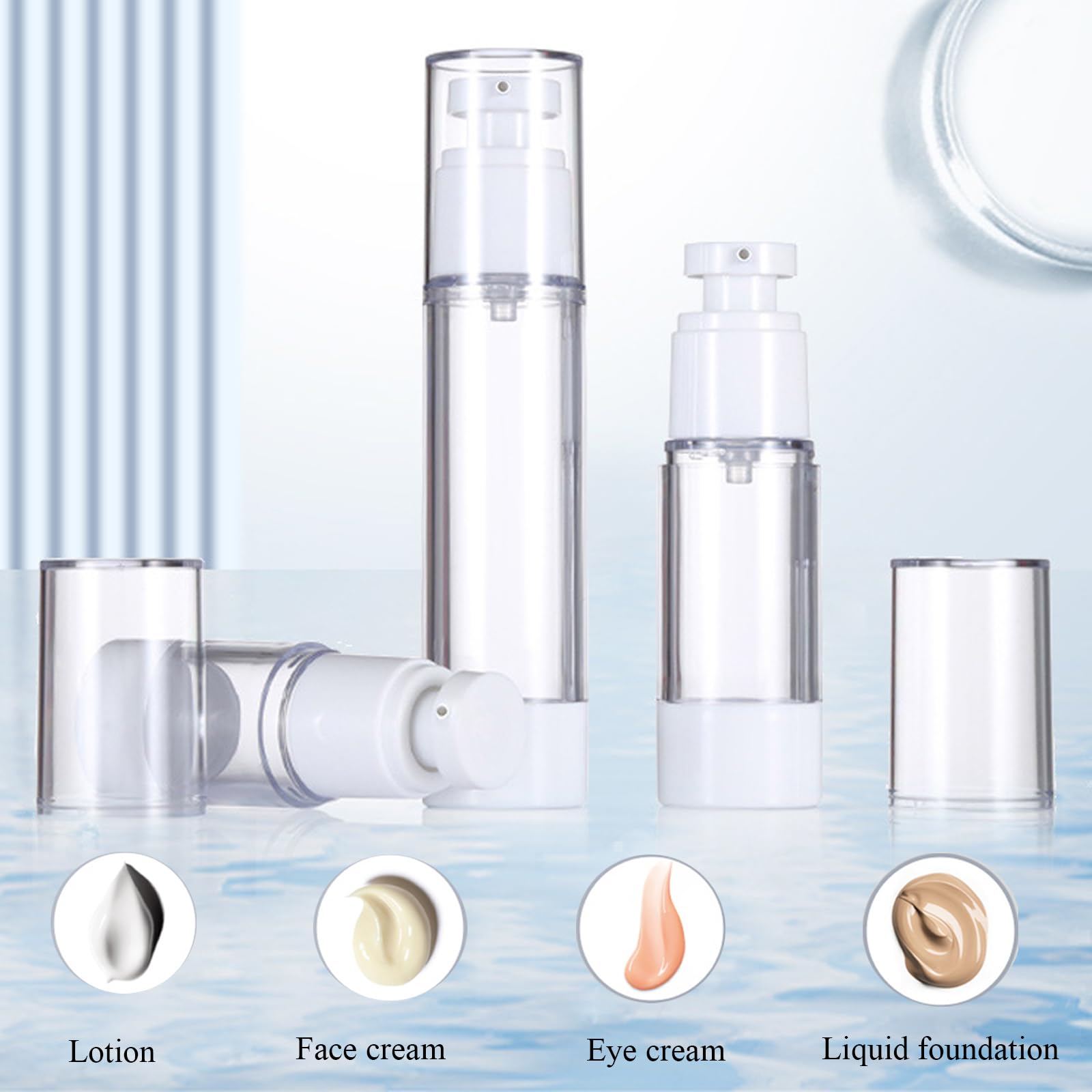 Qeuly 3 Pack Airless Pump Bottles 1 Oz Travel Size Pump Bottle Lotion Container Refillable Cosmetic Pump Dispensers For Foundati