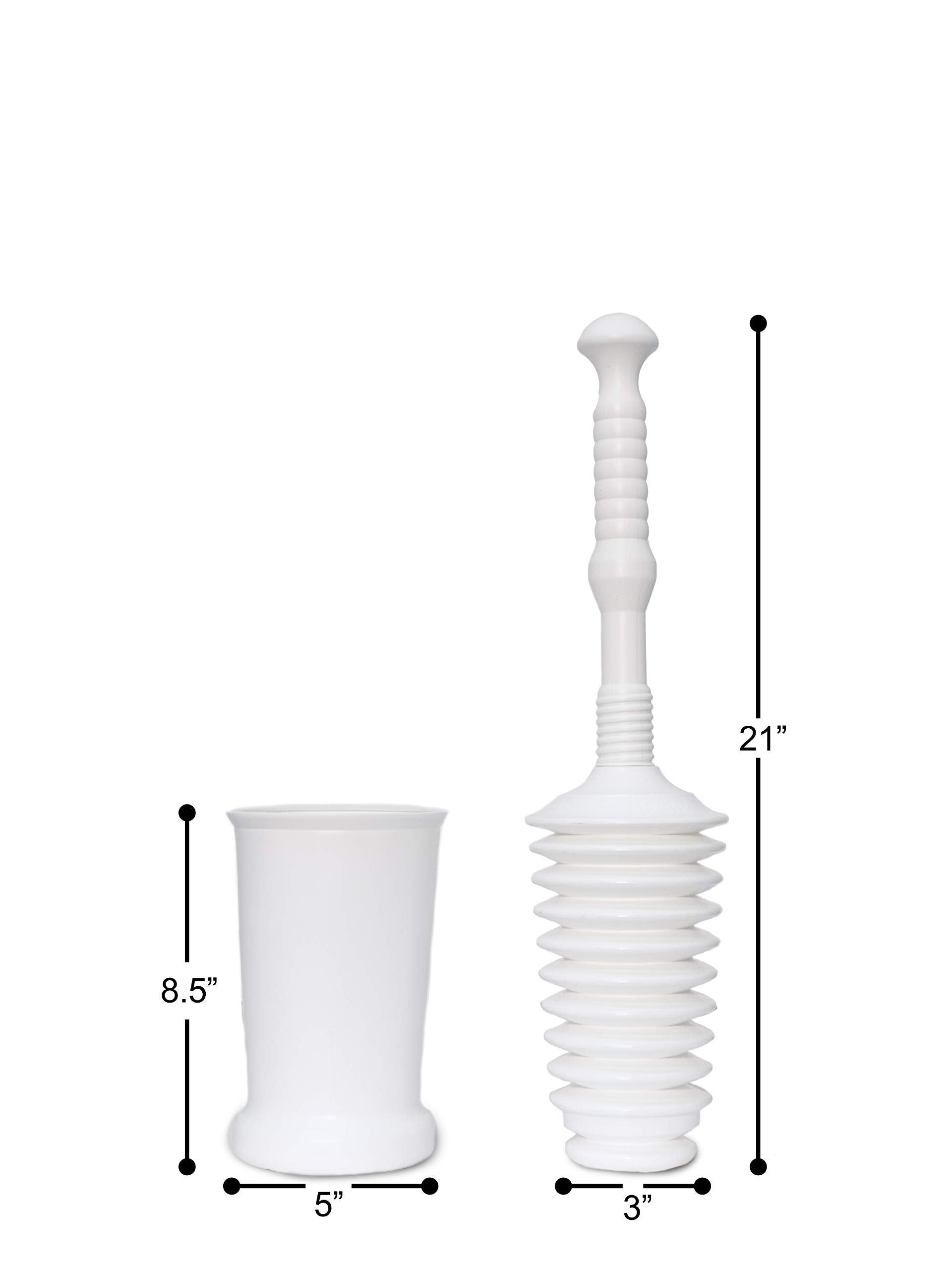 Master Plunger Mp500-4Tb Heavy Duty Bathroom Toilet Plunger Kit With Tall Bucket Caddy Equipped With Air Release Valve, White