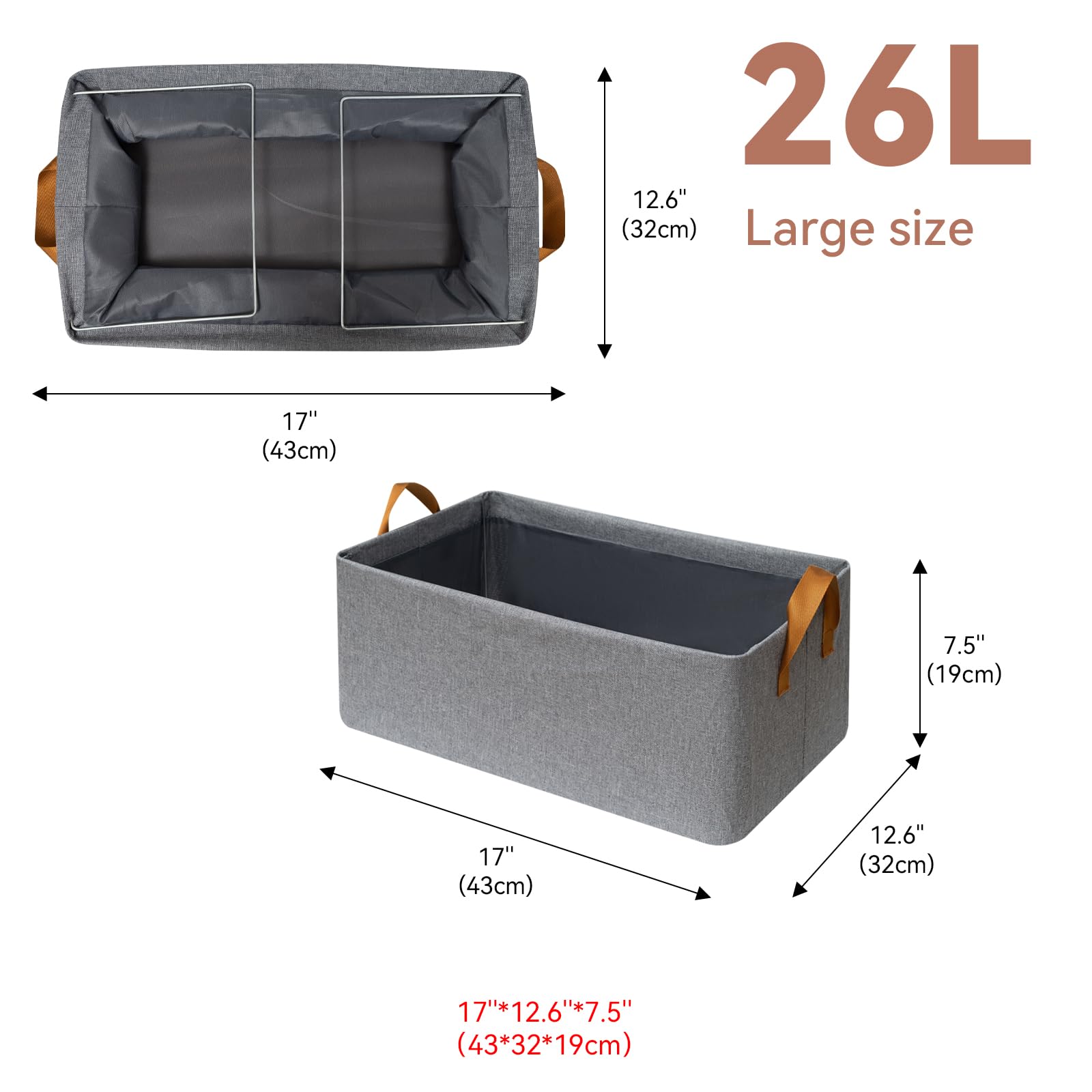 Closet Cloth Storage Bins For Shelves,4 Pack Storage Baskets For Shelves, Large Linen Bins For Closet Organization With Handles(