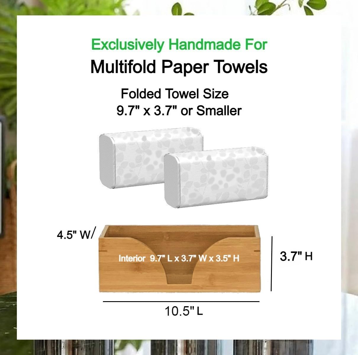 Countertop Multifold Paper Towel Dispenser - Bamboo Wood Folded Paper Towel Holder - For Multifold, Trifold & Z Fold Paper Hand