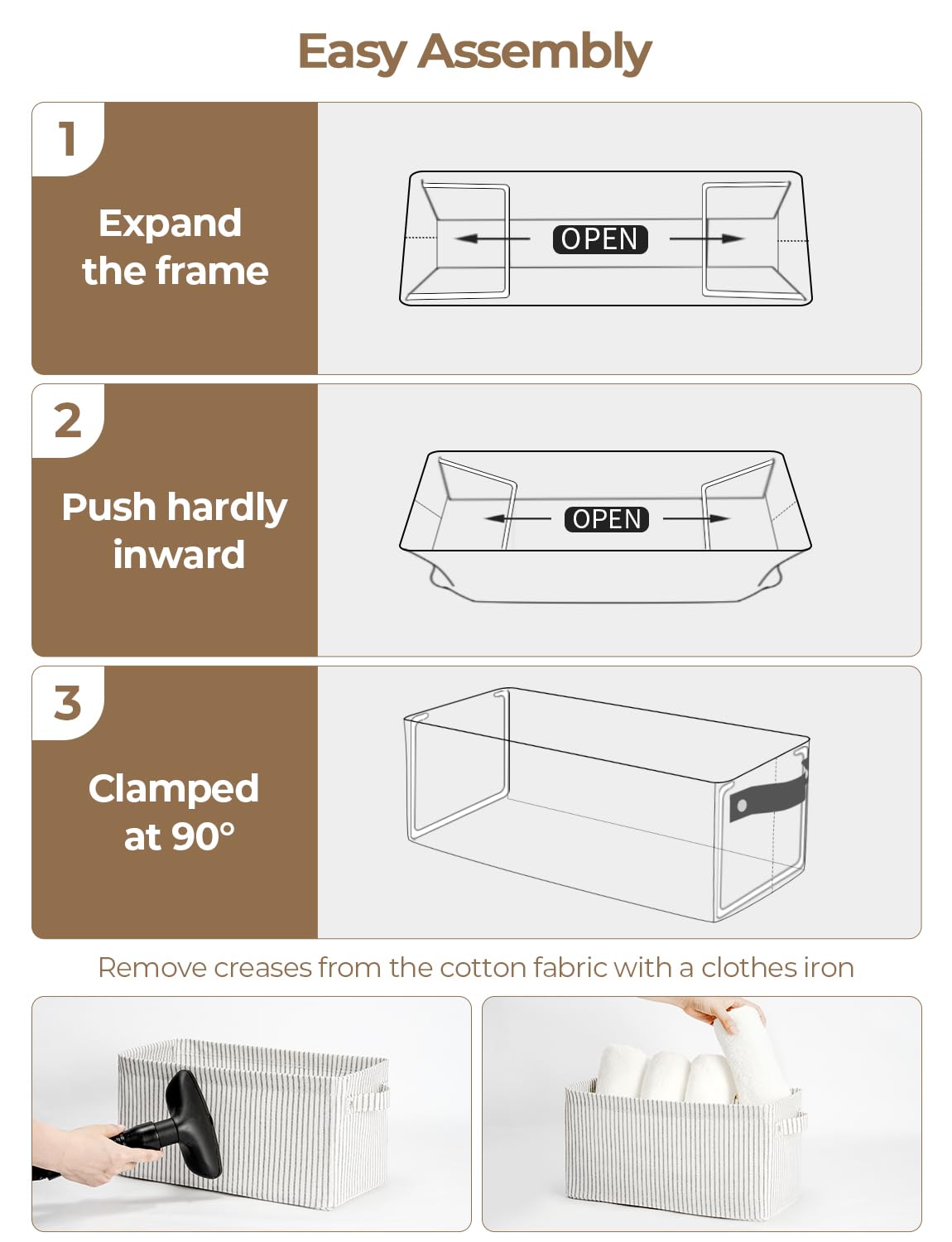 Storageworks Narrow Storage Bins, Small Baskets For Shelves, Long Narrow Storage Basket With Handles, Rectangular Fabric Storage