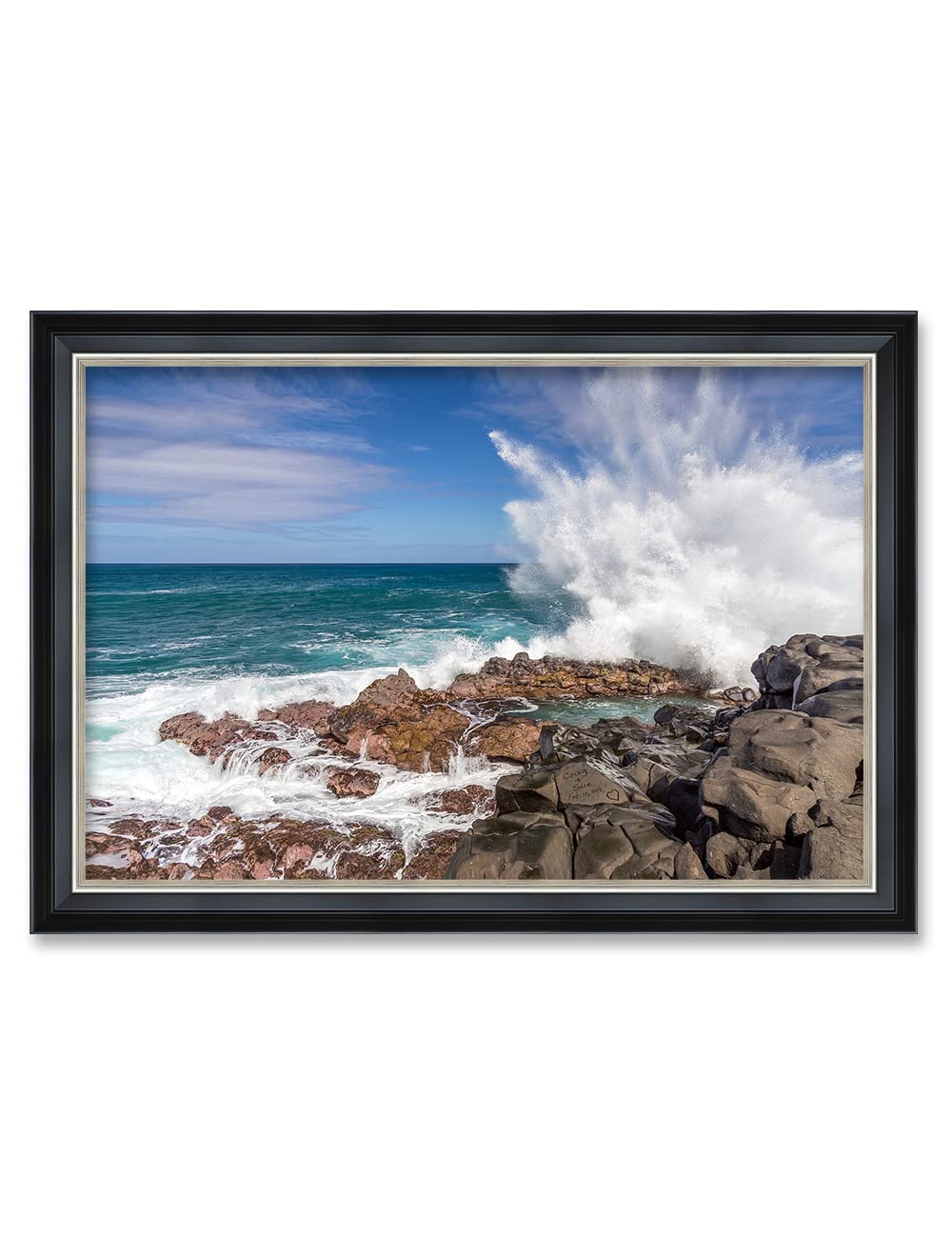 Ipic - Waves Crashing At Queen'S Bath, Personalized Ideal Gift Custom Framed Wall Art With Names And Date, Giclee Prints With So