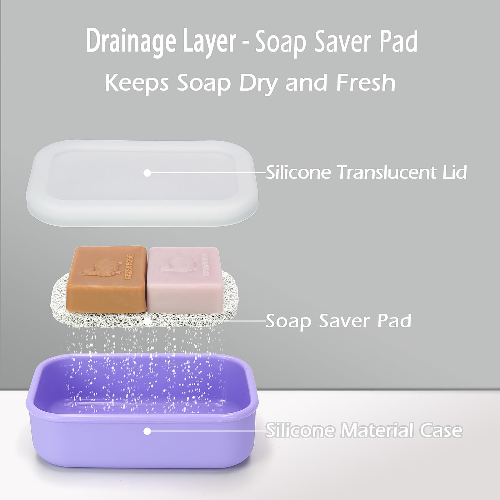 Aidimming Enhanced Leakproof Silicone Travel Shampoo Bar Holder, Shampoo And Conditioner Bar Container, Soap Box For Handmade So