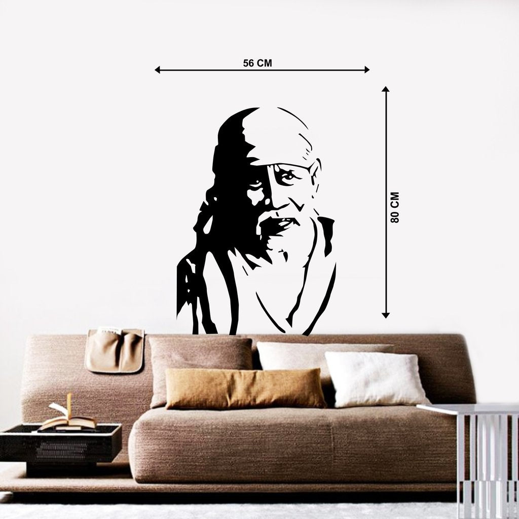 DECOR Kafe SAI Baba Decal Style Wall Stickers (PVC Vinyl, 56 cm 80 cm)