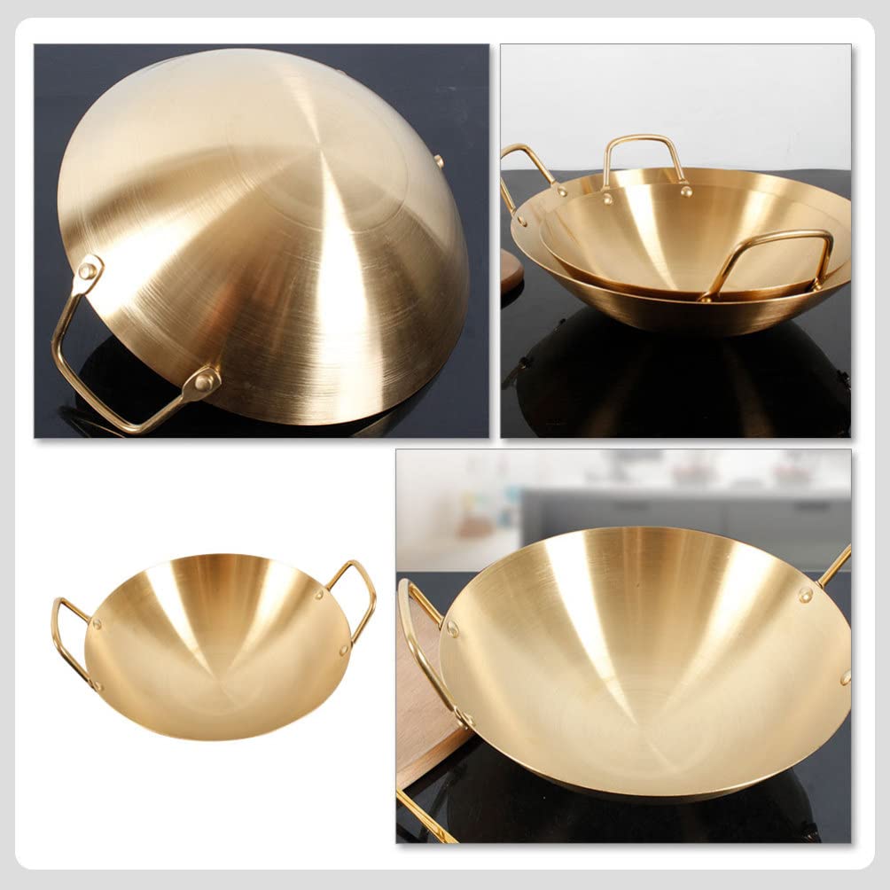 Hemoton Korean Food Ramen Noodle Pot With Handle Frying Pan Stainless Steel Ramyun Cooker For Cooking Soup Pasta Stew Gold
