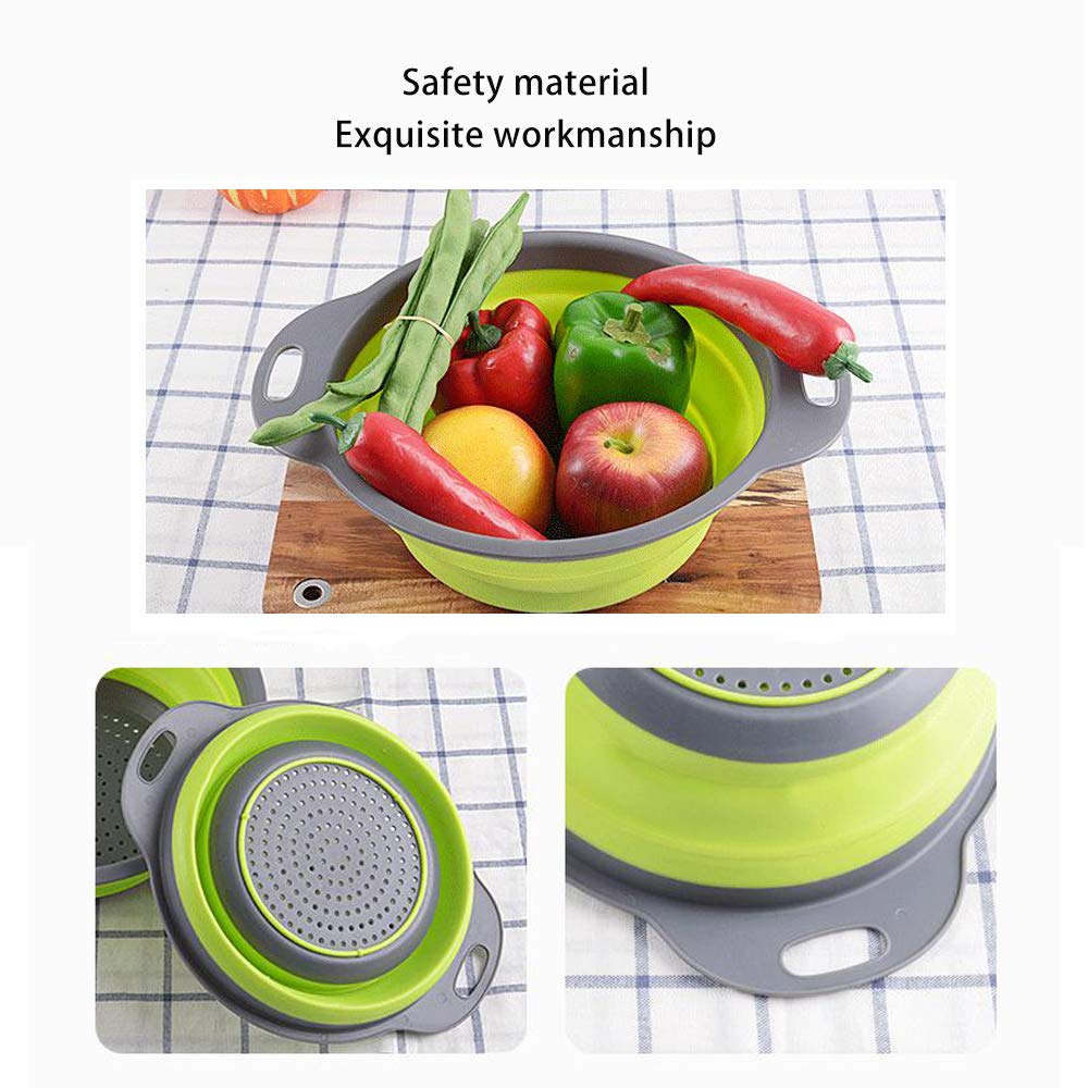 Ainaan 2Pcs Silica Gel Folding Drainage Basket, Vegetable Wash Basin, Foldable Fruit Dish (Orange)