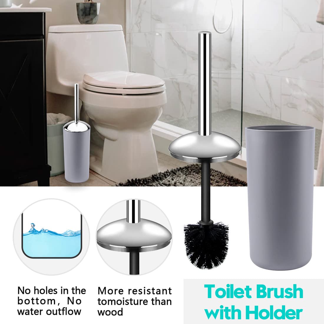 Papillon Bathroom Accessories - 6 Piece Plastic Gift Toothbrush Holder,Toothbrush Cup,Soap Dispenser & Dish,Toilet Brush Holder,