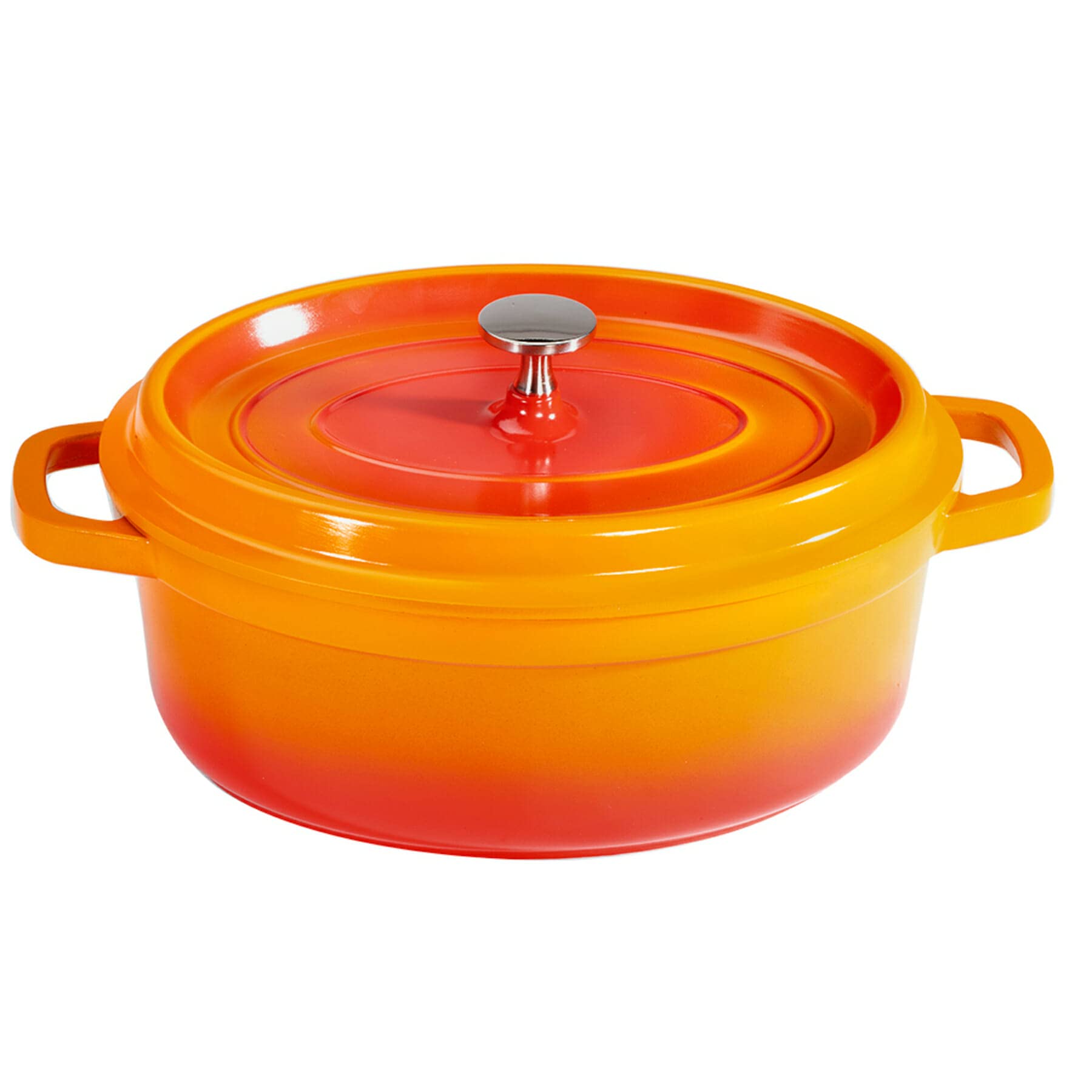G.E.T. CA-009-O/BK Heiss Lightweight Cast Aluminum Dutch Oven, 3.5 Quart, Oval, Orange