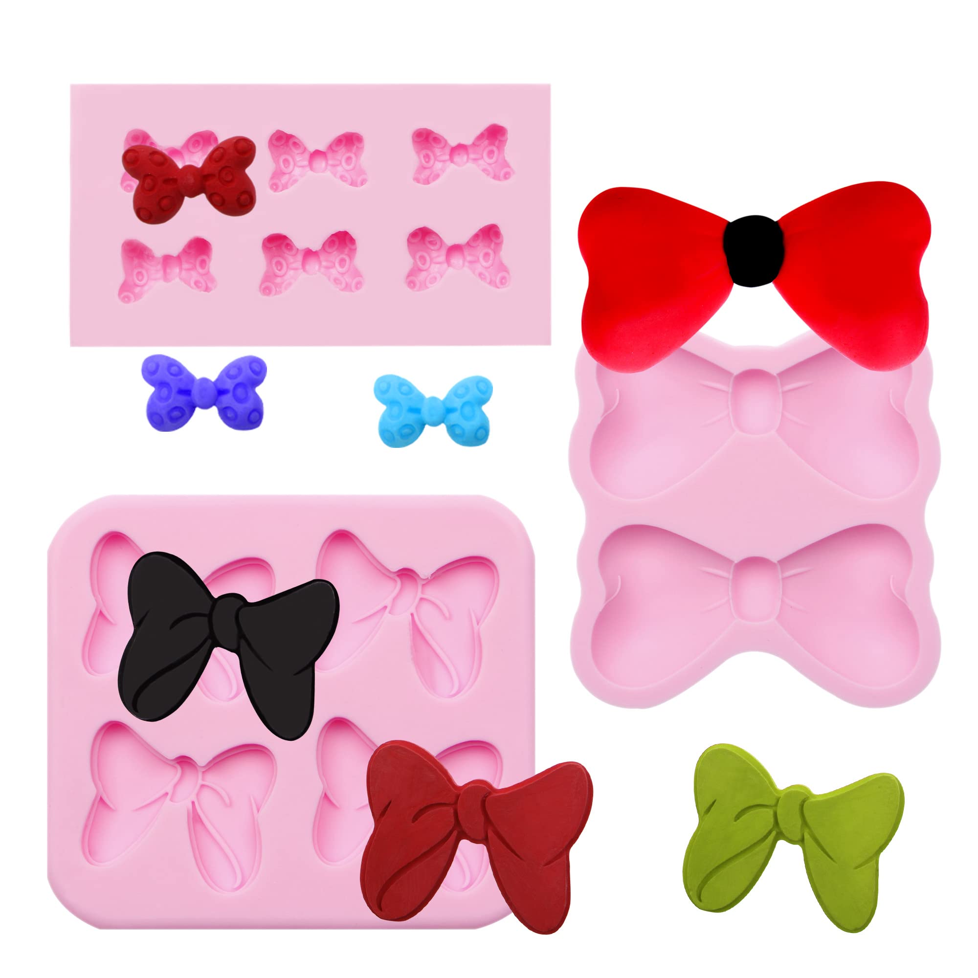 Bows Chocolate Molds, 3 Packs Of Silicone Bow Fondant Cookie Molds, For Baby Birthday Cake Decoration, Cupcake Toppers, Sugarcra