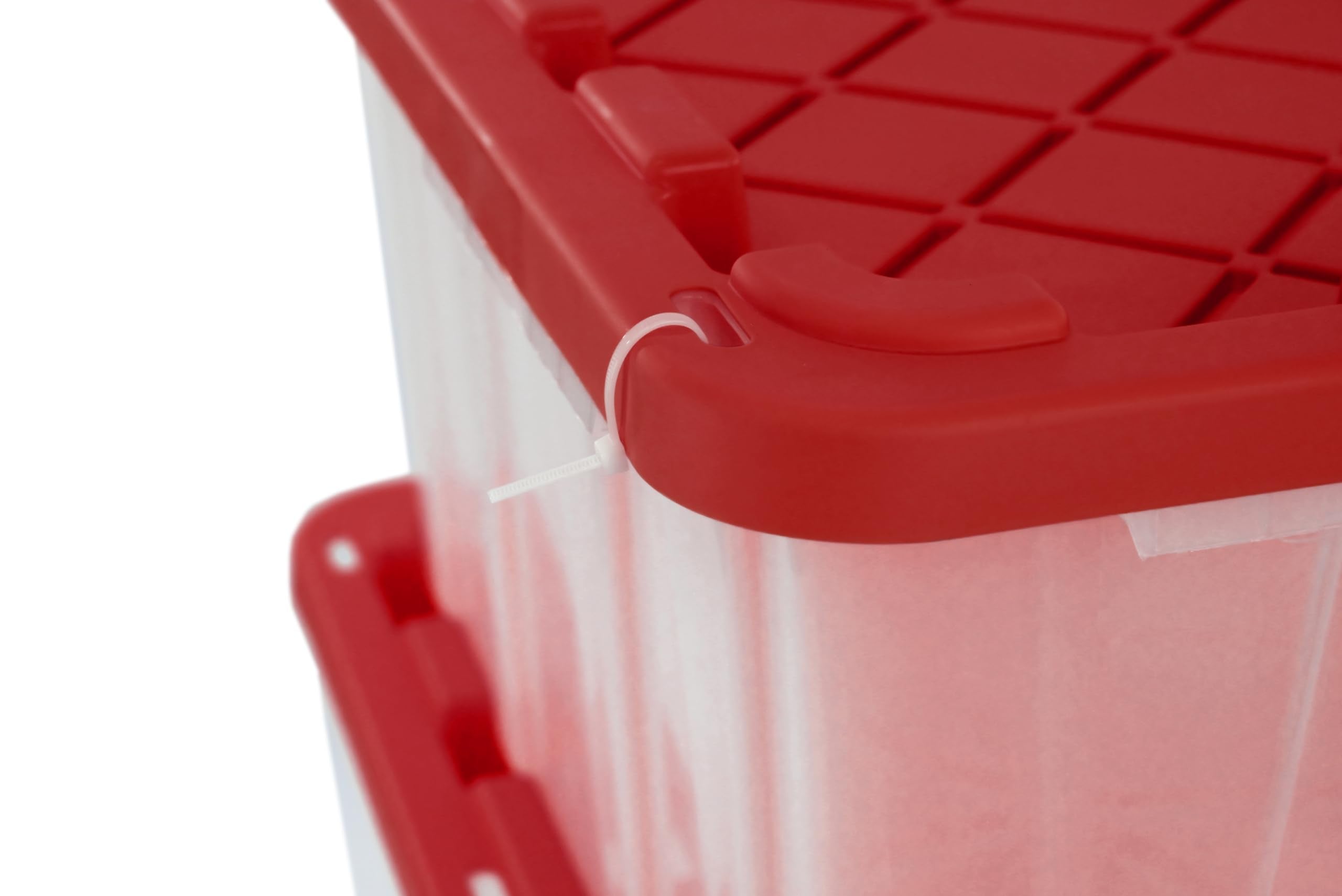 Cx Black & Yellow, Xtra Tall 27-Gallon Heavy Duty Clear Storage Container & Snap-Tight Lid, Clear & Red (28.5   L X 19.4   W X 1