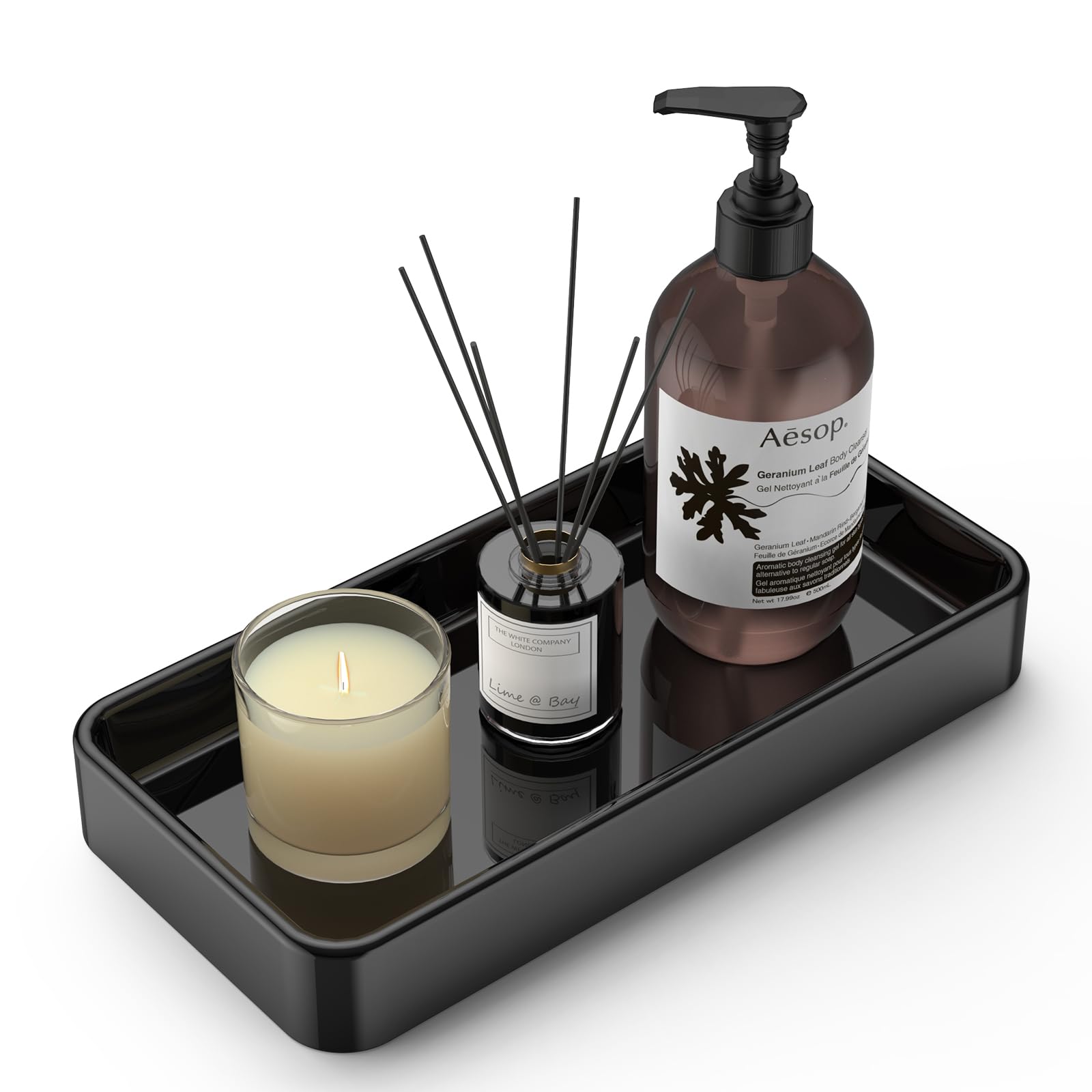 Gurygo 8'' Ceramic Kitchen Soap Tray - Small Rectangular Vanity Tray For Bathroom - Countertop And Vanity Tray - Comestic Holder