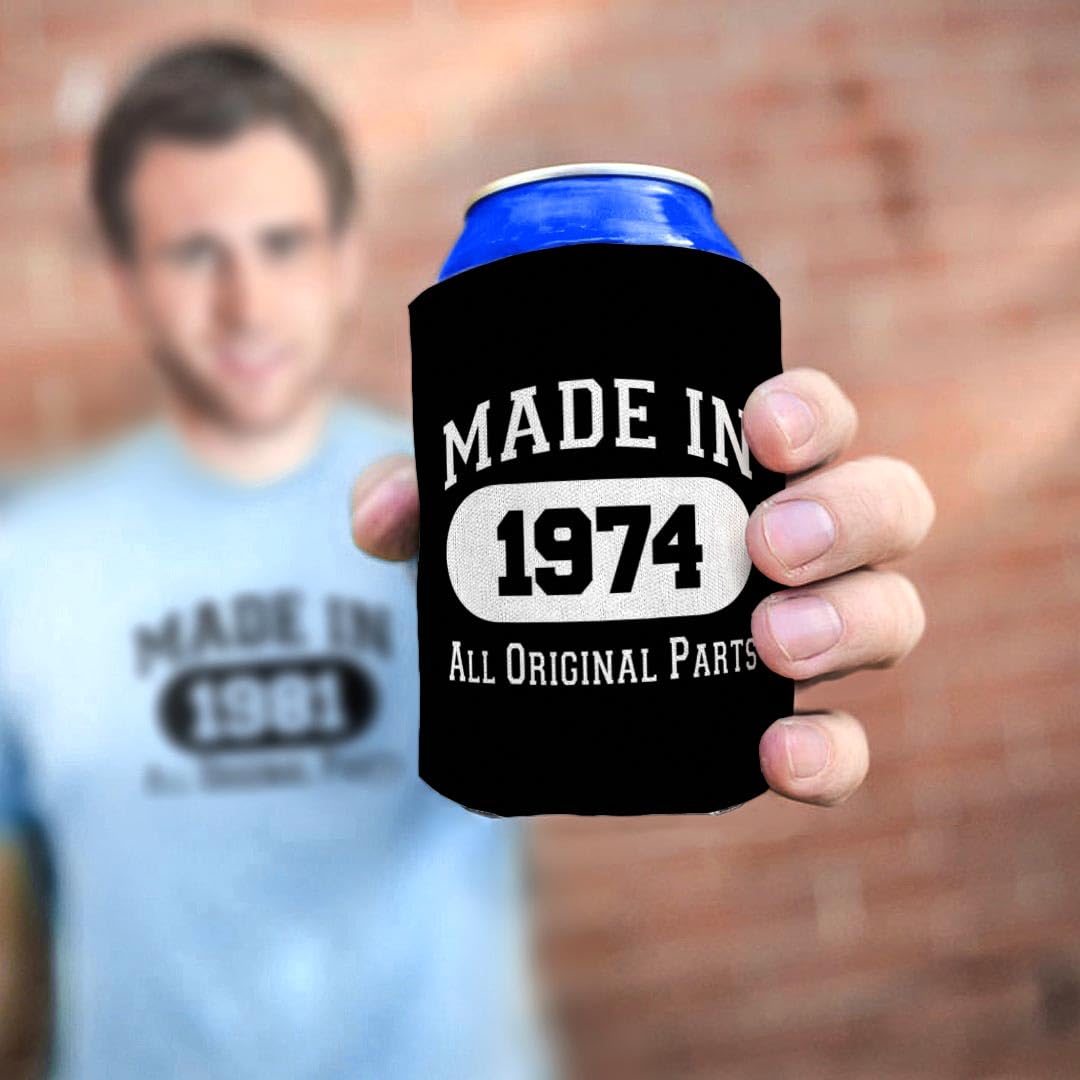 50Th Birthday Gifts For Women Made In 1974 Original Parts 2-Pack Can Drink Thermocoolers Black
