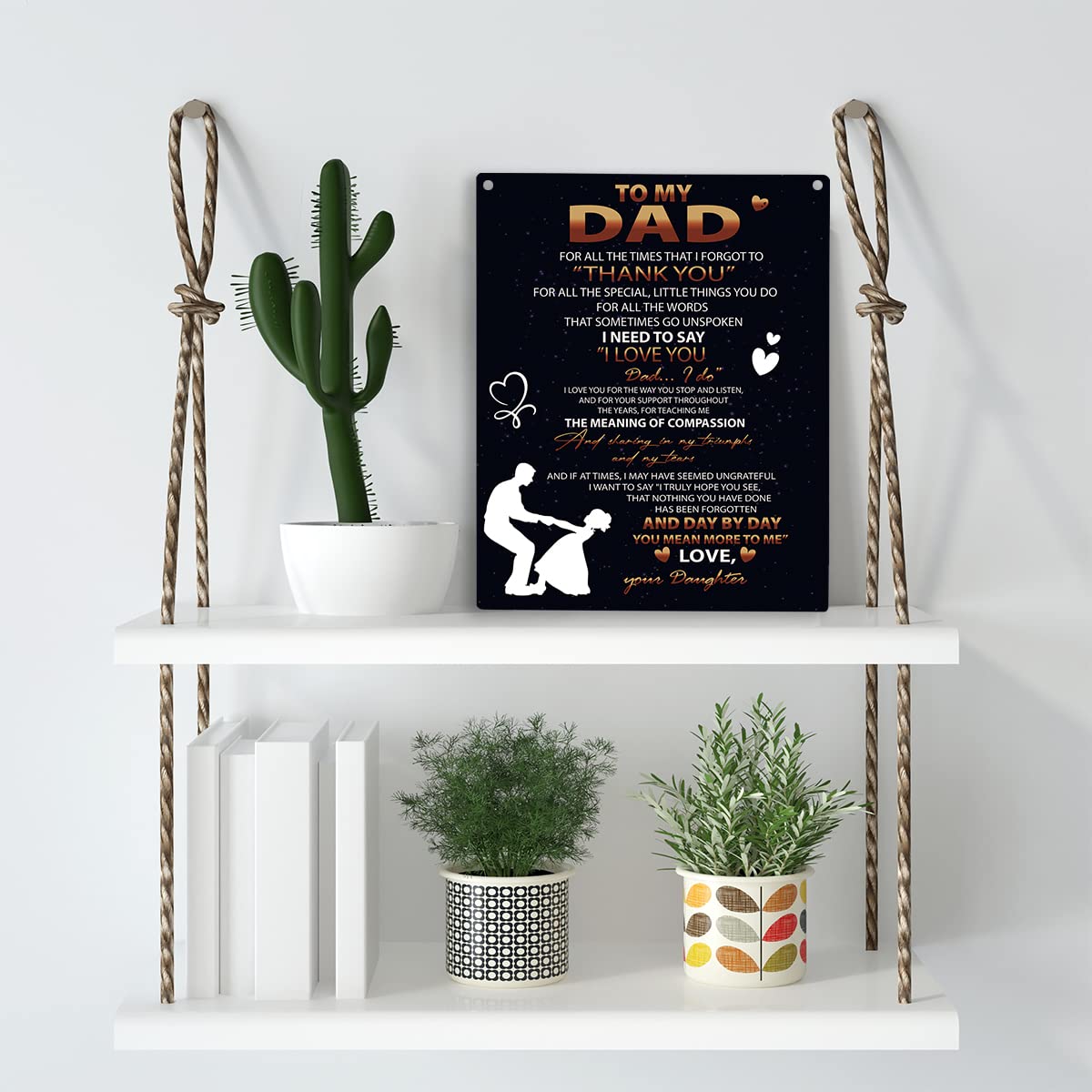 To My Dad Wooden Hanging Sign - Best Dad Gifts for Birthday, Anniversary & Fathers Day - Wall Art, Home Decor - 8 x 10 Inches