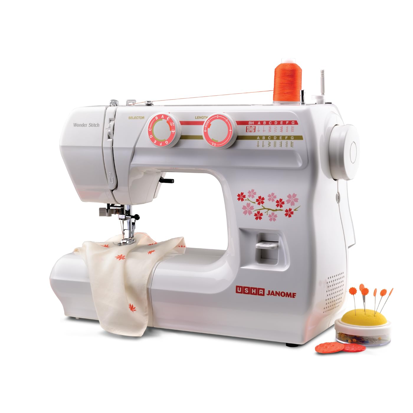 Usha Janome Wonder Stitch Electric Sewing Machine With Hard Cover, Multicolour