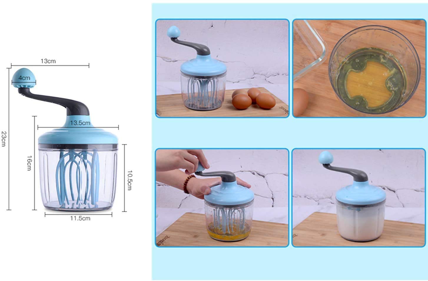 Egg Whisk &Separators Plastic Hand Crank Push Whisk Blender For Home - Versatile Tool For Egg Beater, Milk Frother, Hand Push Mi