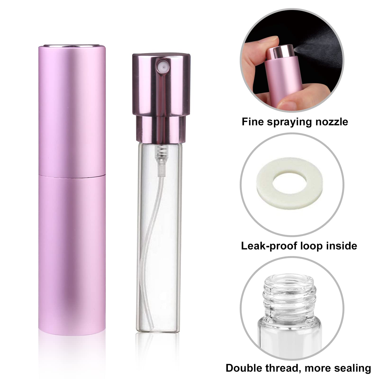 Refillable Travel Perfume Atomiser Bottles  Zingso 2 Pcs 10ml Mini Portable Spray Bottles Refillable Perfume Aftershave Atomiser Empty Travel Bottles with FunnelA (10ml (Pink+Light Purple))