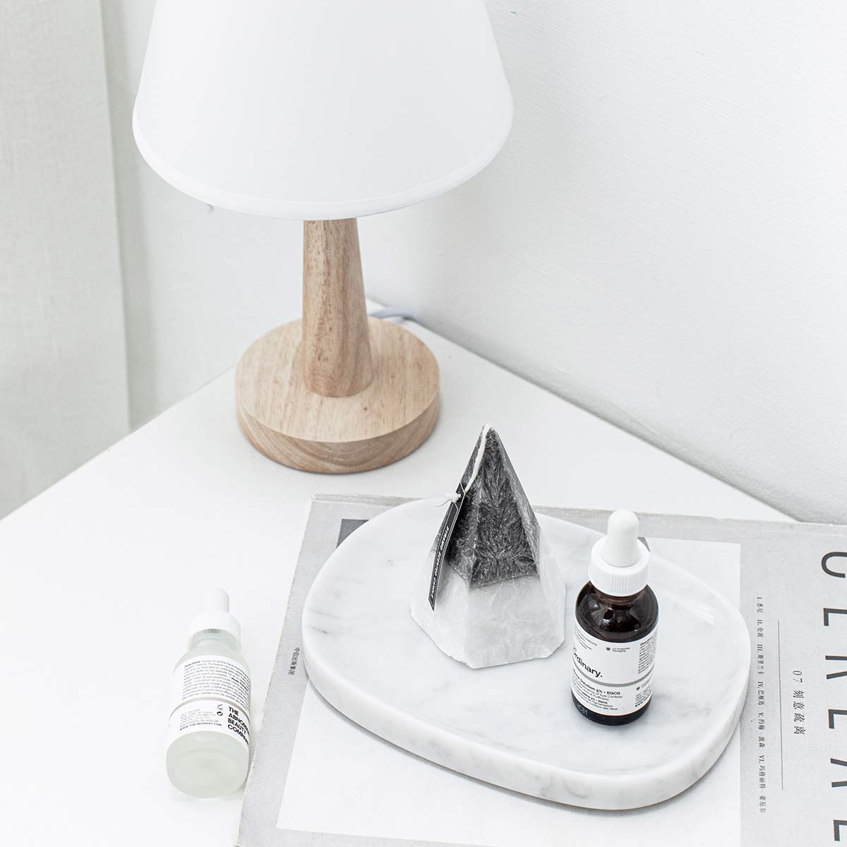 Jimei Marble Vanity Tray Decorative Tray Oval Storage Organizer Mini Bathroom Kitchen Dresser Jewelry Dish Ring Holder For Count