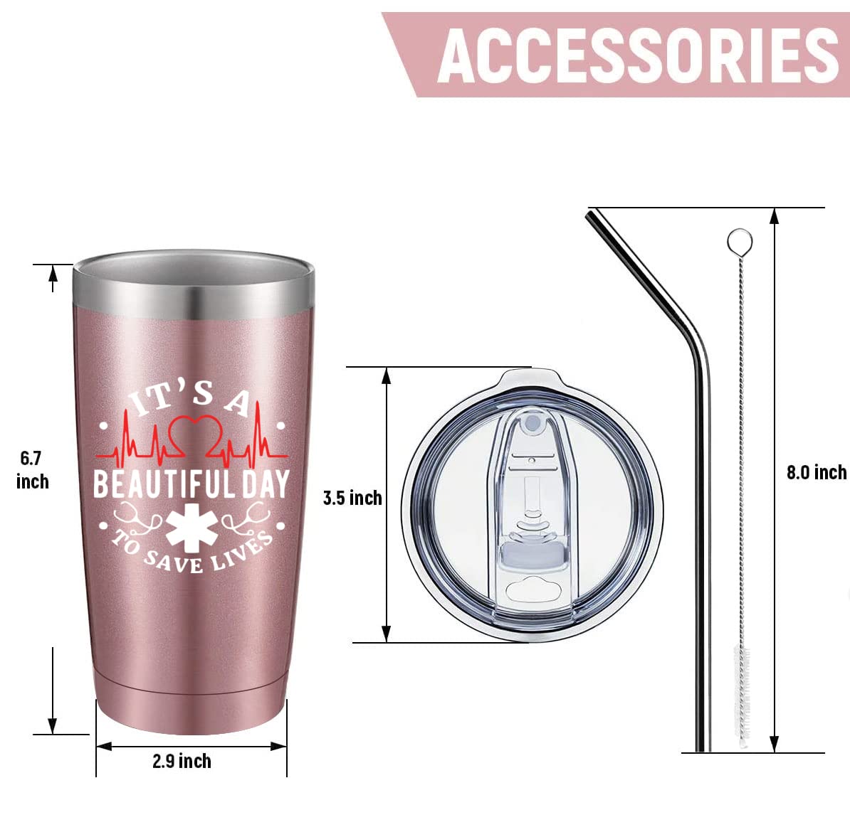 Athand Greys Anatgreys Anatomy Stainless Steel Tumbler With Lid Straw 20Oz - Save Lives Rose Gold Vacuum Insulated Tumbler Coffe