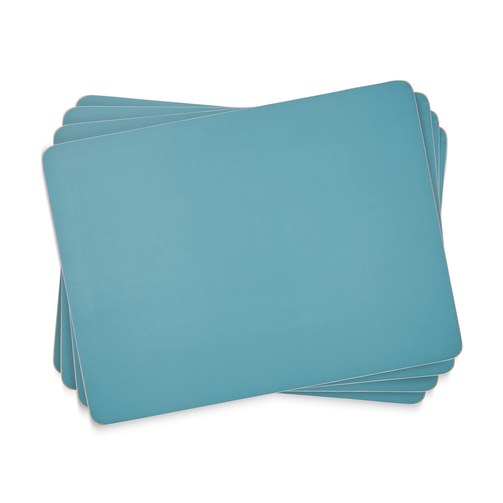 Portmeirion Evergreen Collection Placemats, Azure | Set Of 4 | Heat Resistant Mats | Corkbacked Board | Hard Placemat Set For Di